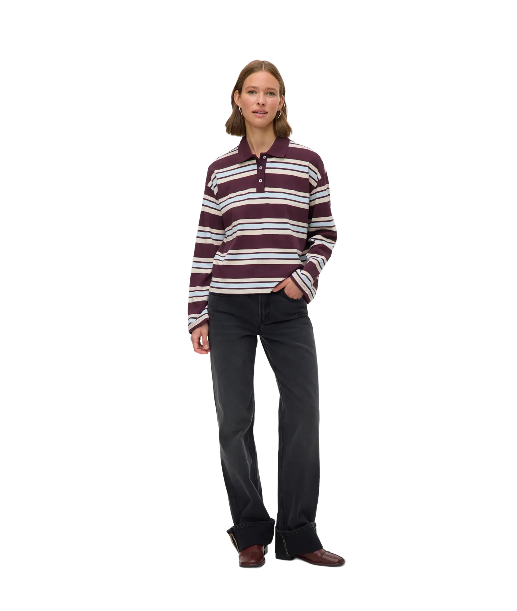 Lianna Ls Polo Top Box Jrs Ga - Oatmeal Mira - Image 4