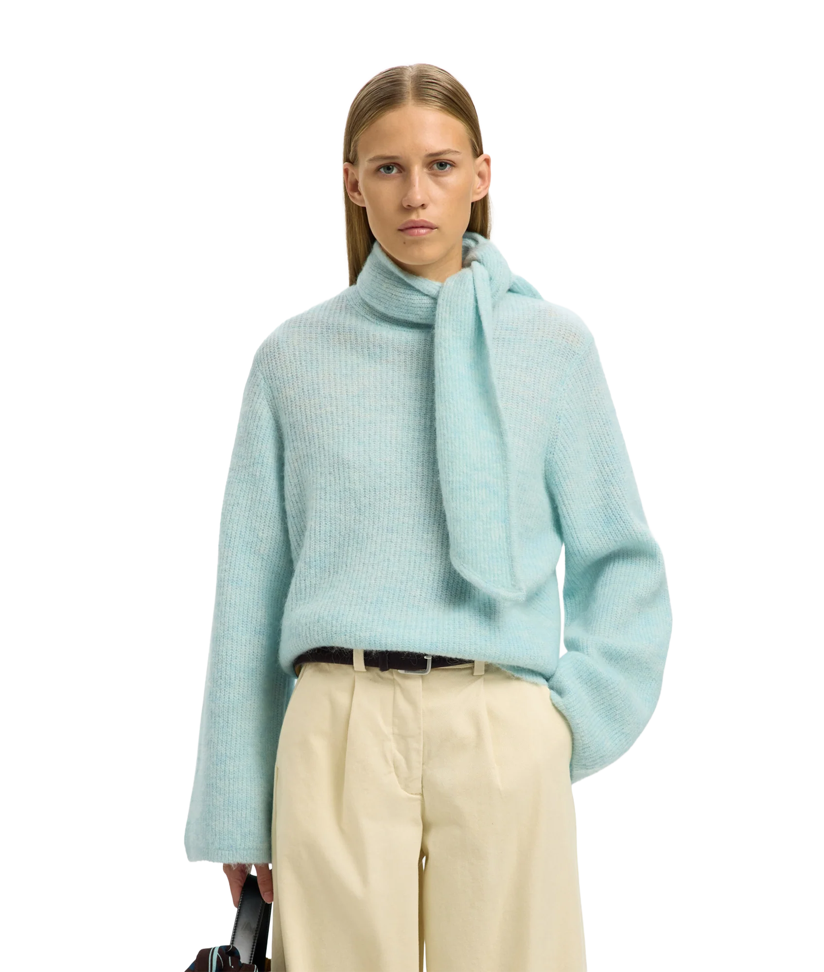 Lulu Ls Bow Knit - Blue - Image 2