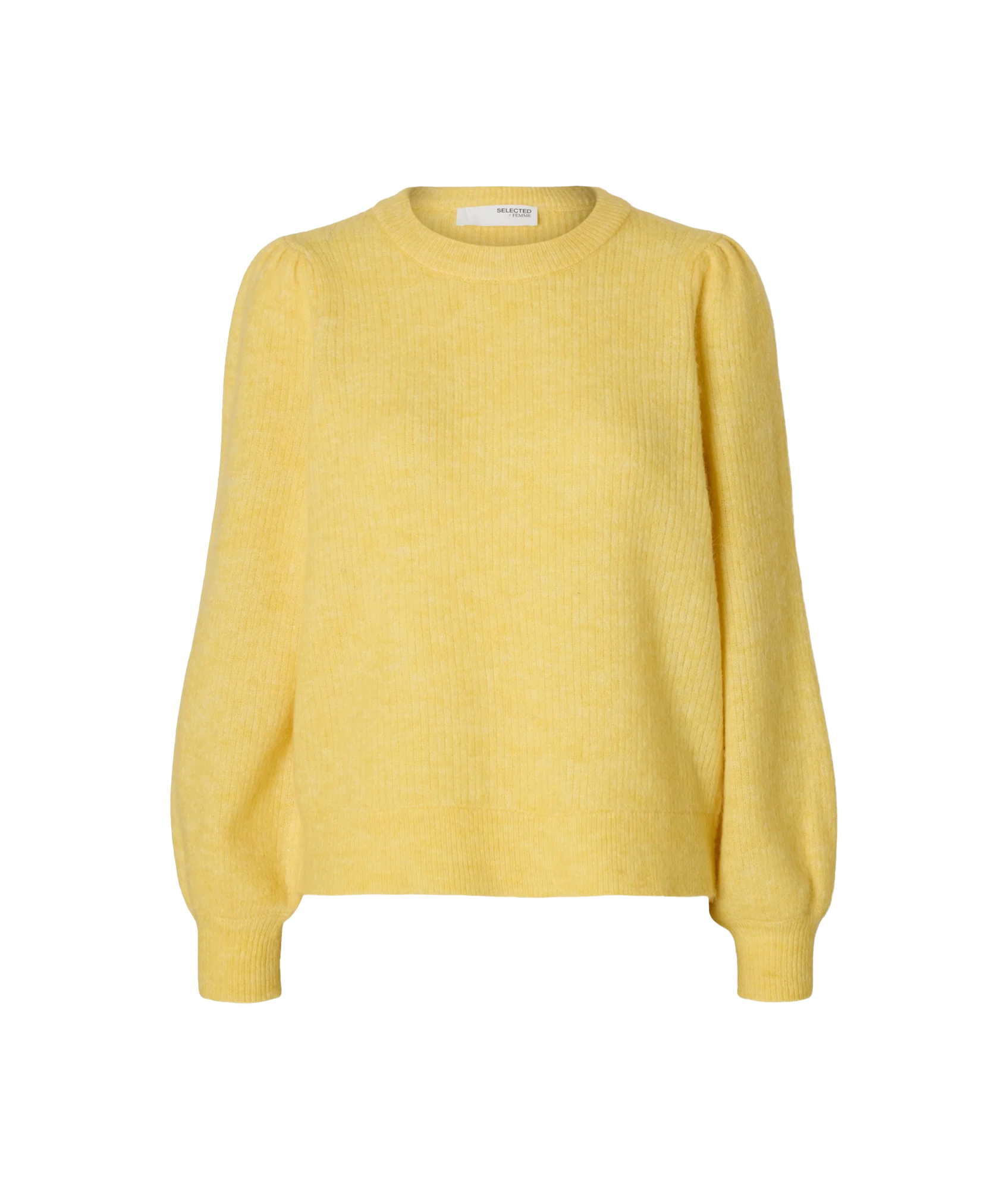Lulu Ls Knit Rib O-Neck Noos - Yellow