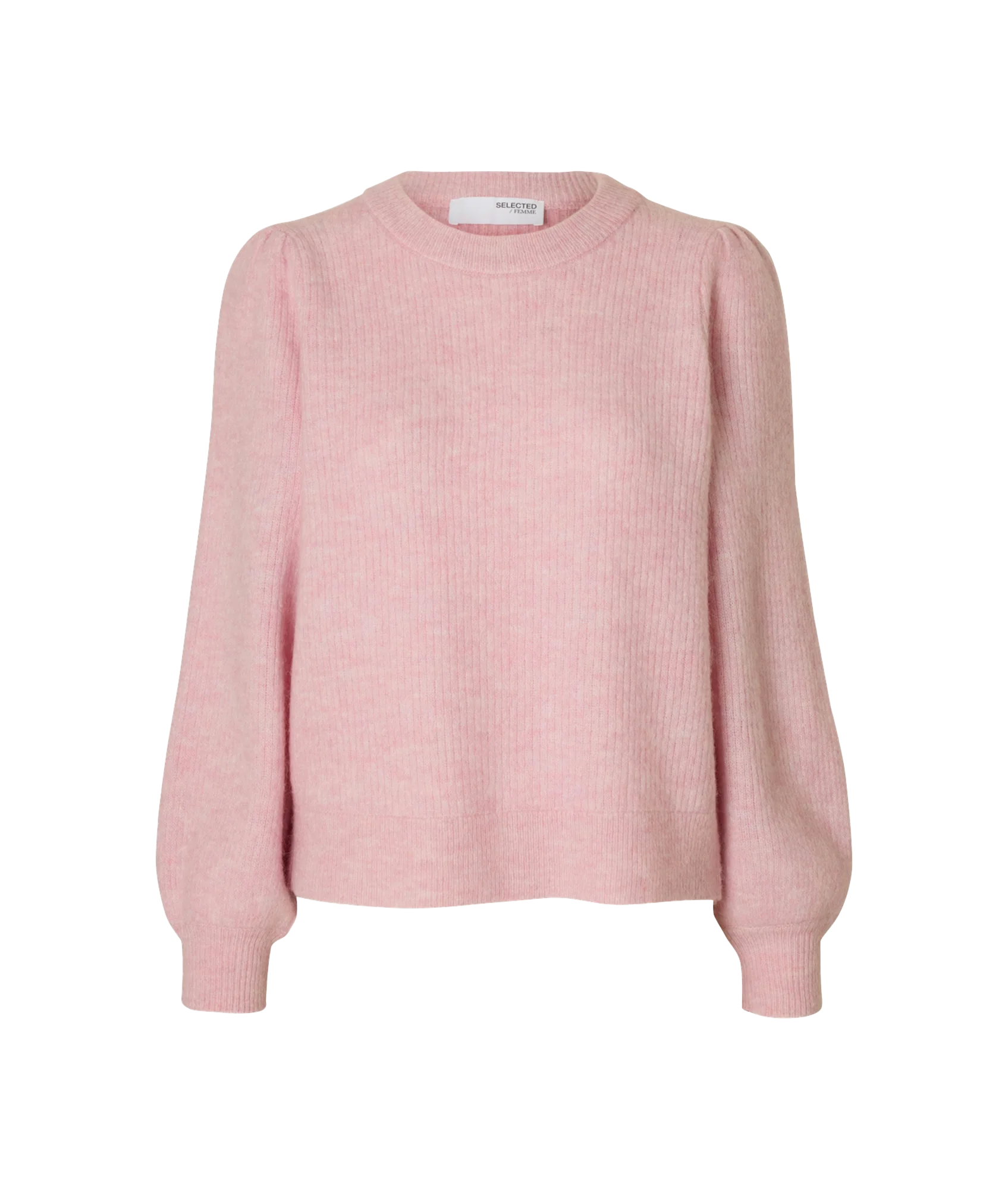 Lulu Ls Knit Rib O-Neck Noos - Pink