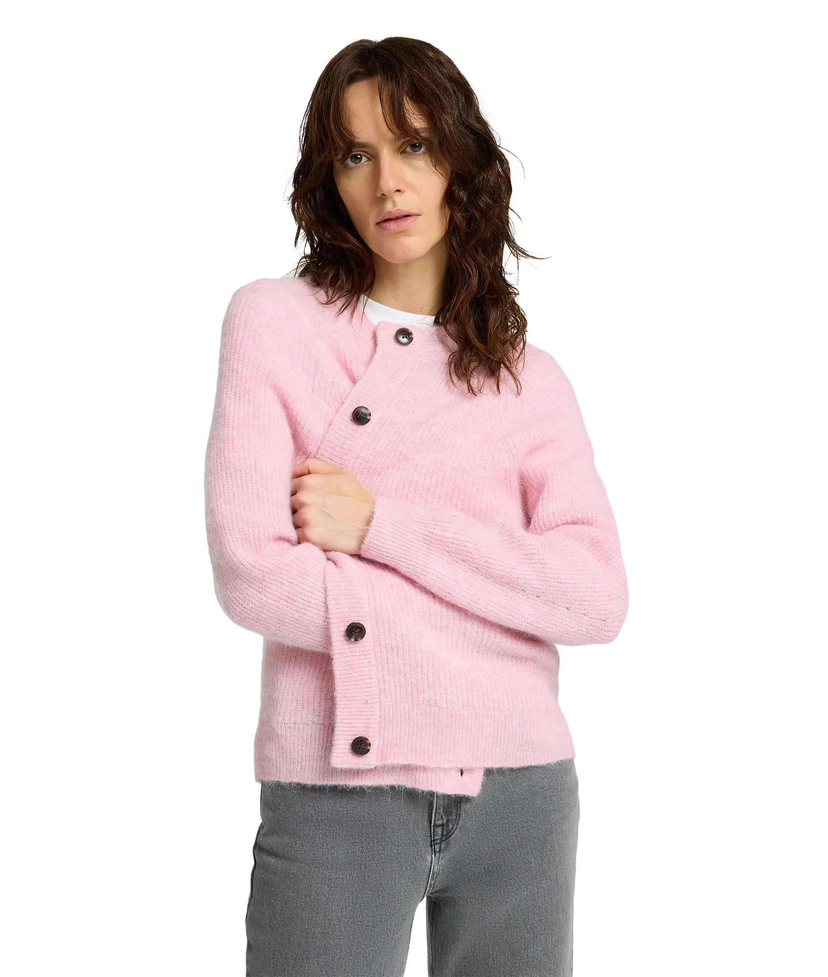 Lulu Ls Knit Short Cardigan Noos - Pink - Image 4