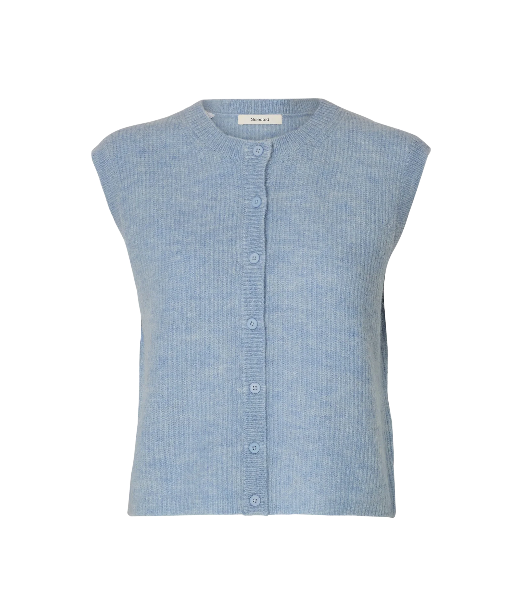 Lulu Sl Button O-Neck Vest - Blue