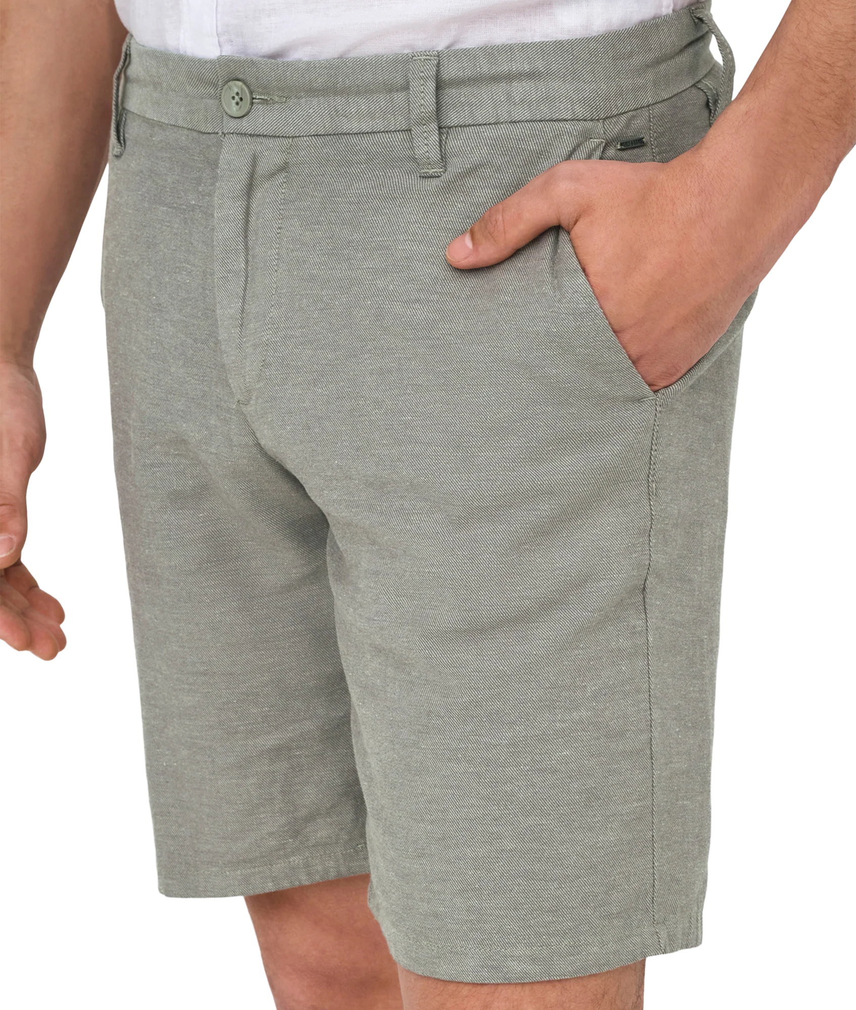 Mark 0011 Cotton Linen Shorts - Grey - Image 3