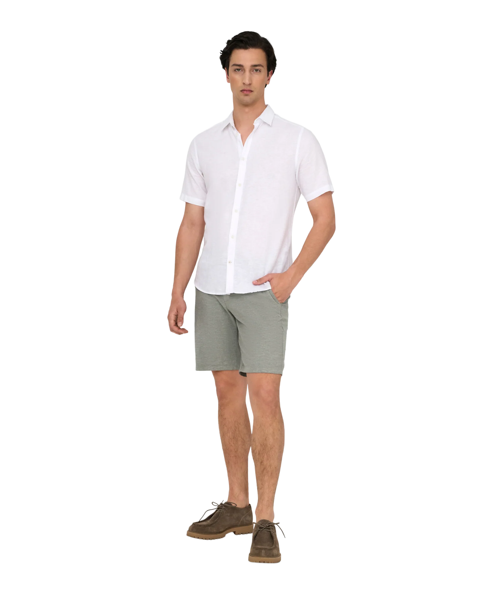 Mark 0011 Cotton Linen Shorts - Grey - Image 4
