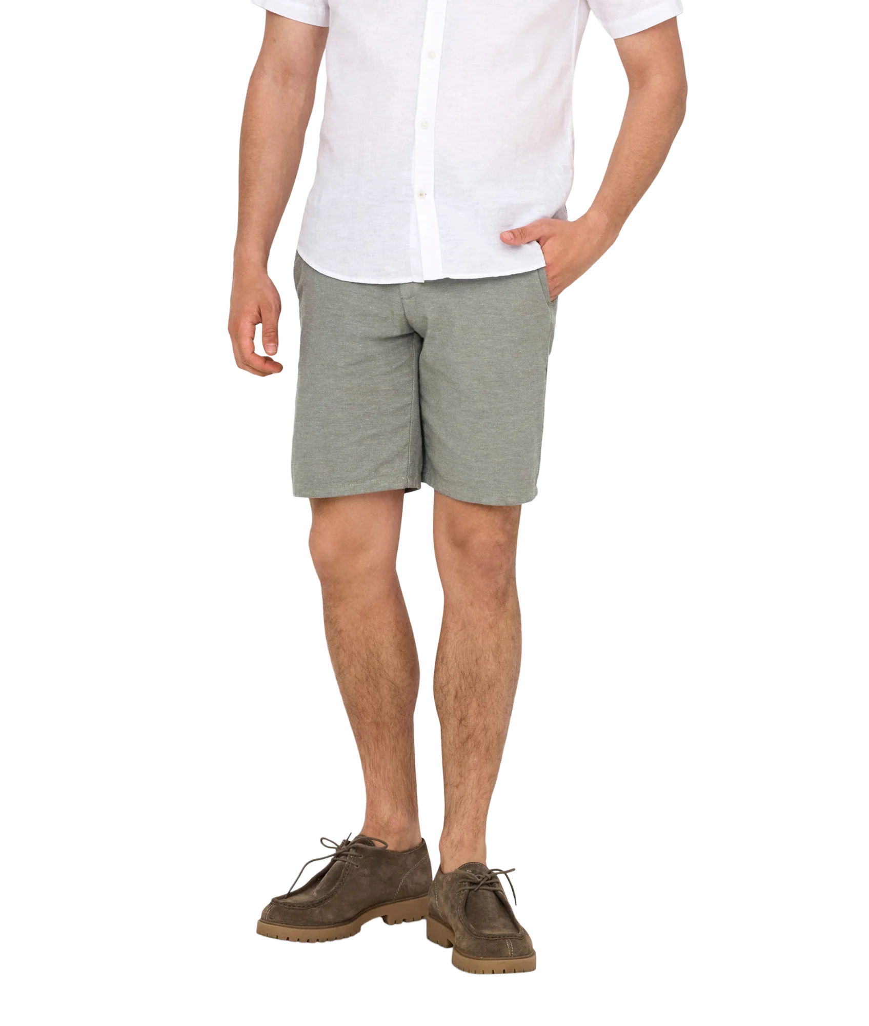 Mark 0011 Cotton Linen Shorts - Grey - Image 5