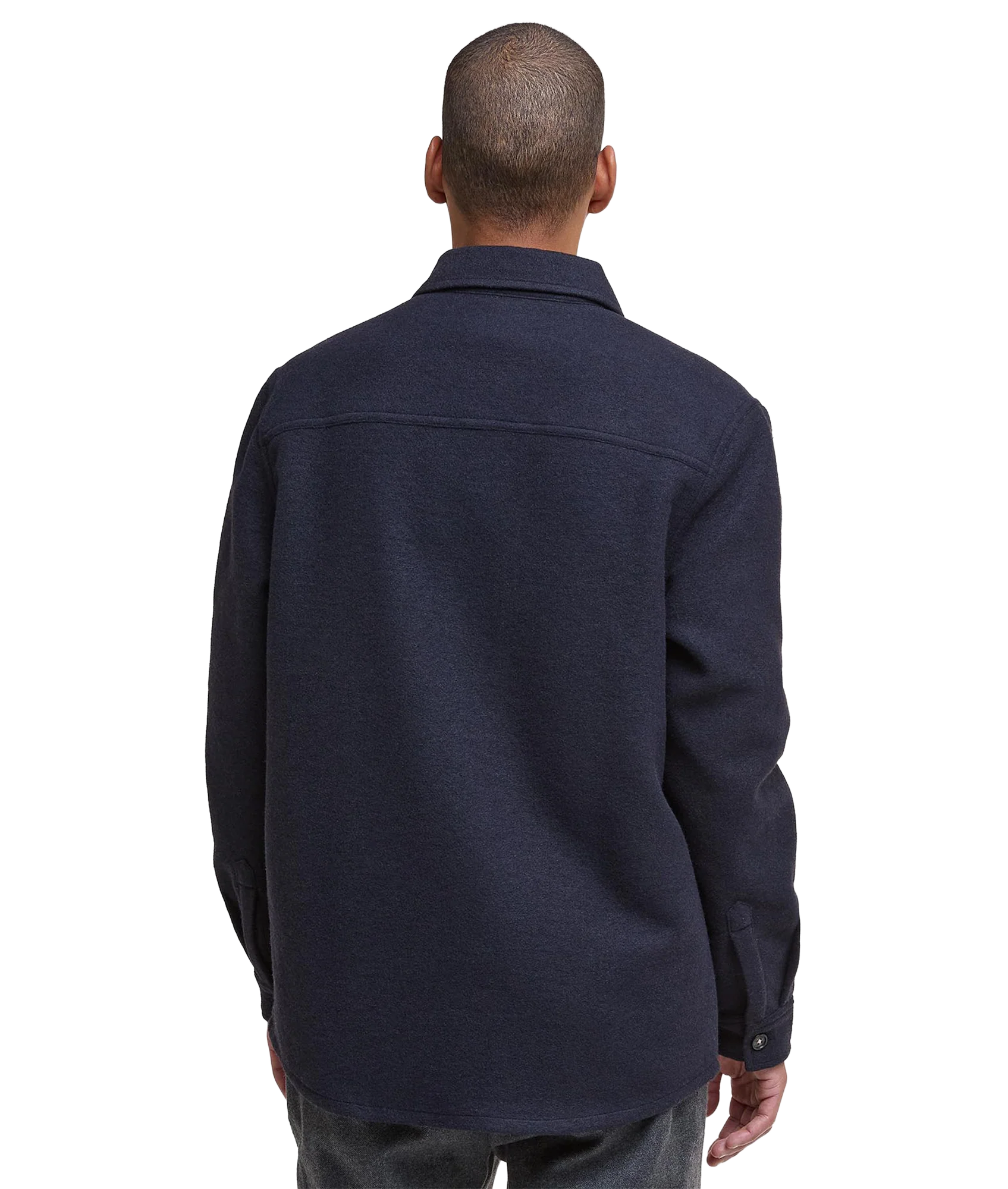 Marlow Tailored Wool Blend Overshirt - Navy Marl - Image 3