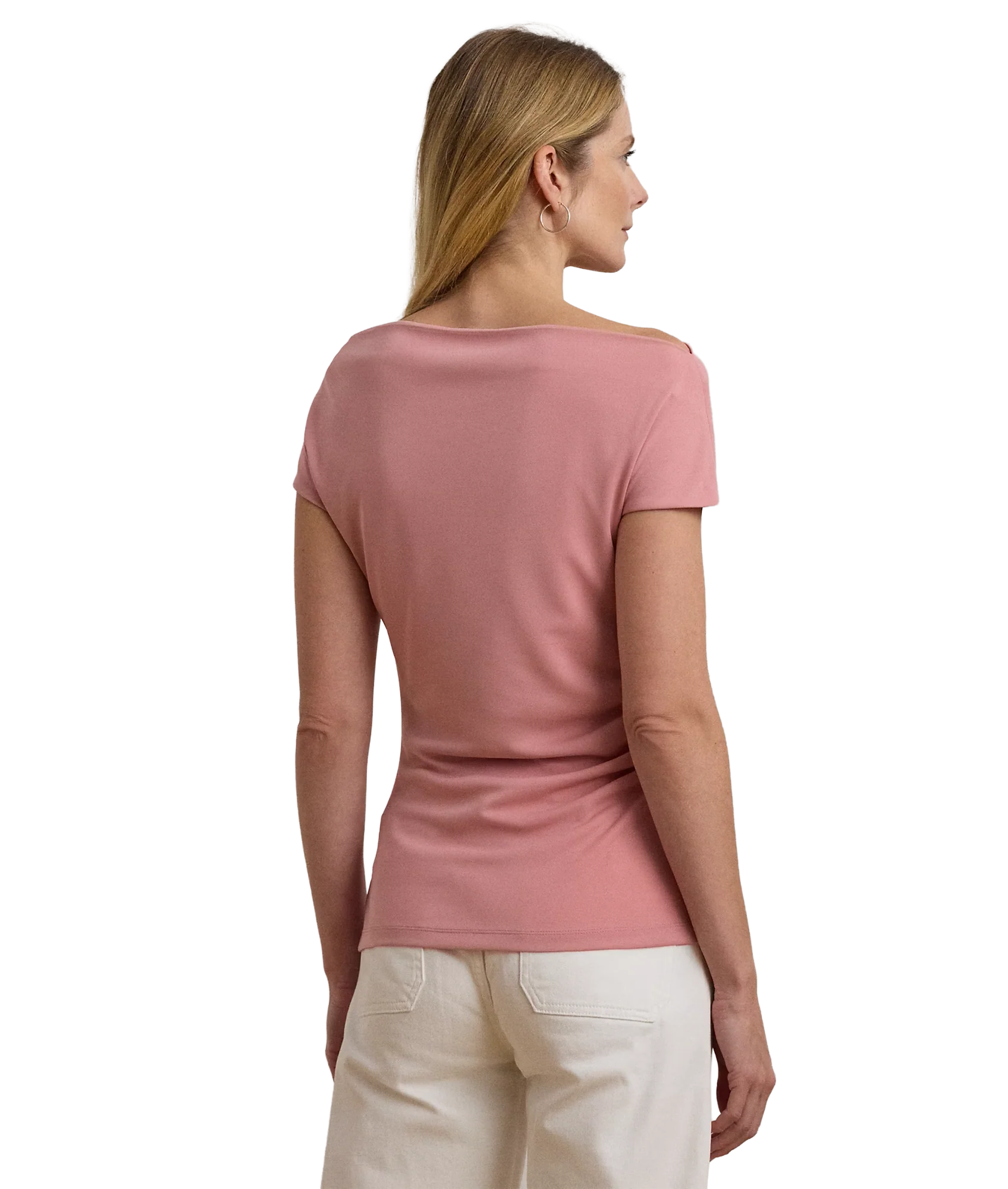 Jersey Asymmetrical Off-the-Shoulder Top - Rose Mauve - Image 3