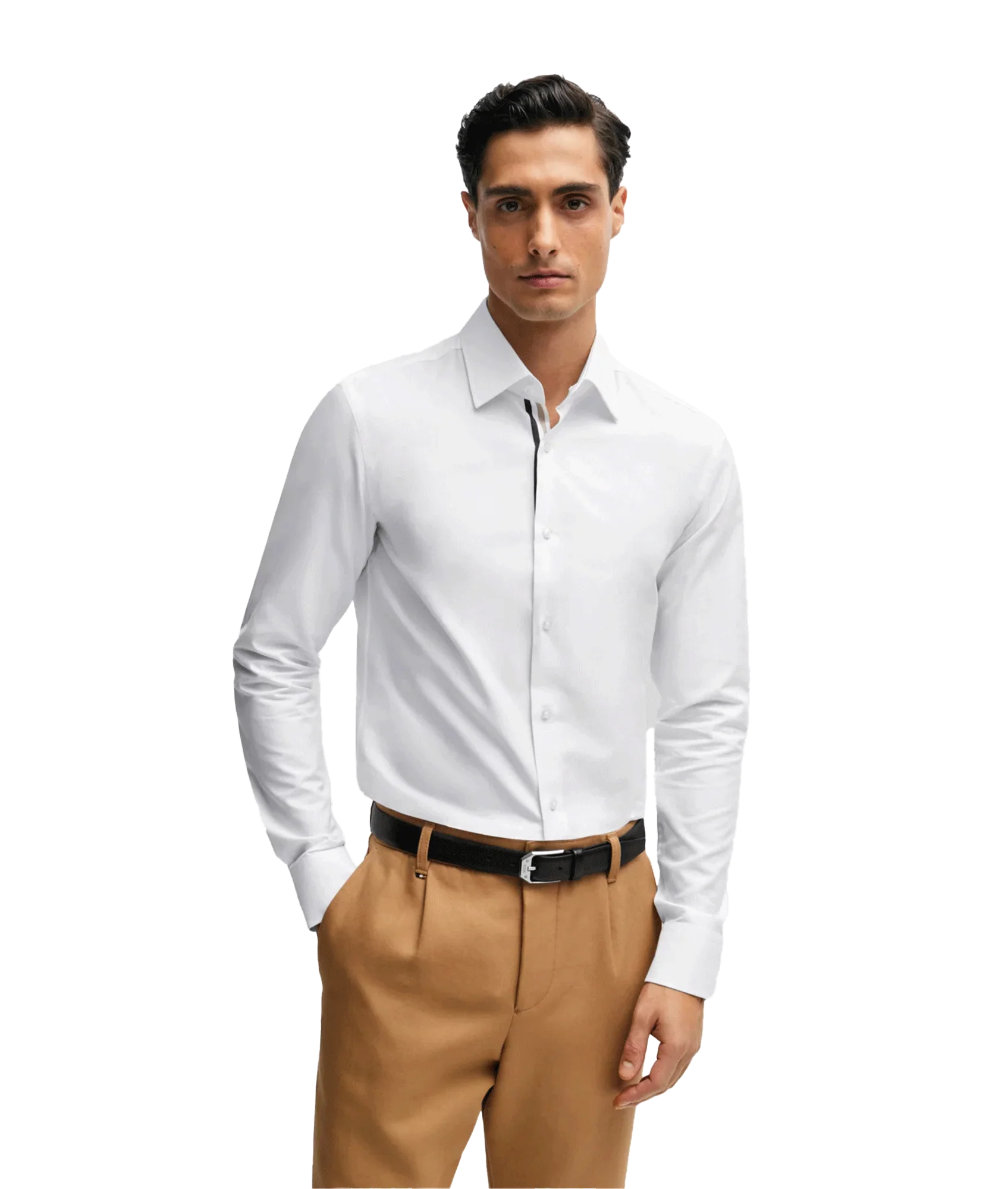 Slim-fit Shirt in Cotton With Signature-stripe Trim - White - Image 2
