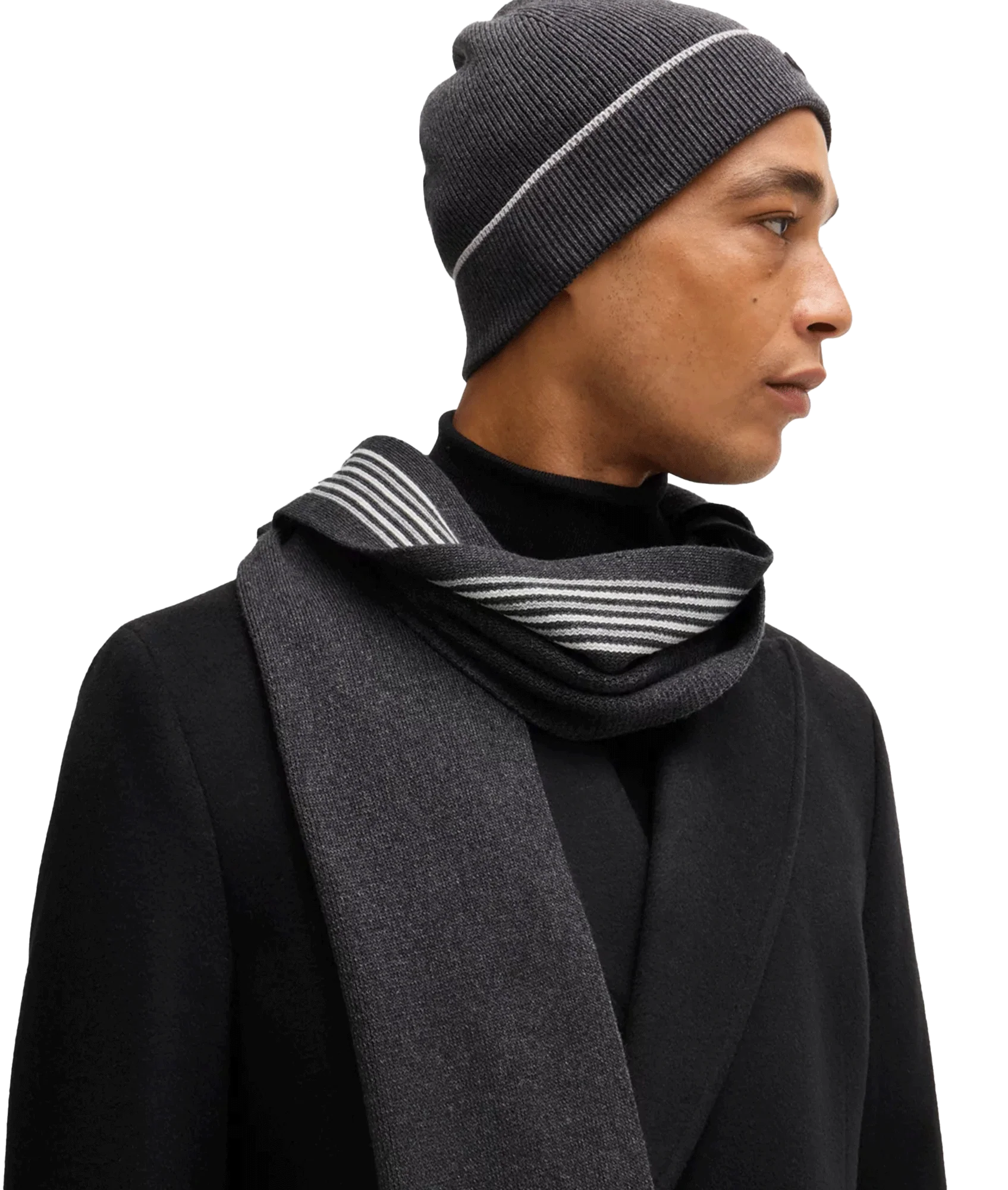 Enzo Raschel-knit Scarf and Hat Set - Grey - Image 2
