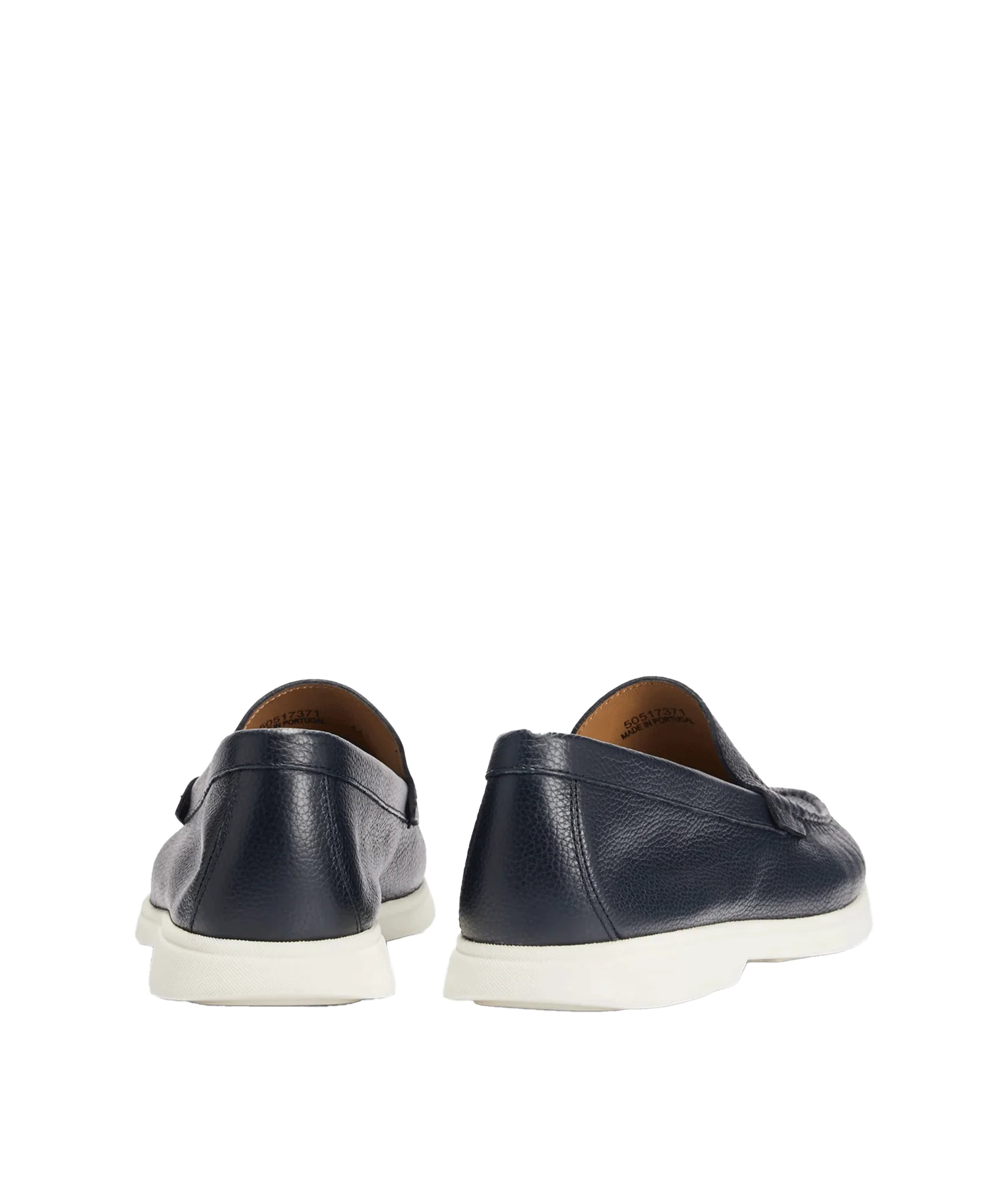 Tumbled-leather Loafers With Contrast Outsole - Navy - Image 3