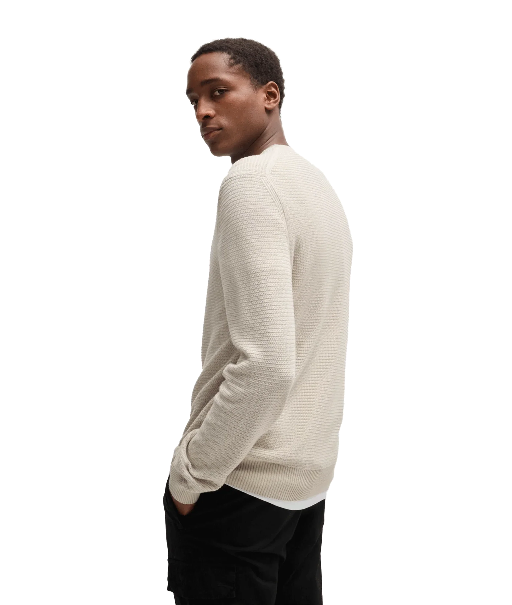 Amercury Regular-fit Sweater in a Two-tone Cotton Blend - Beige - Image 4