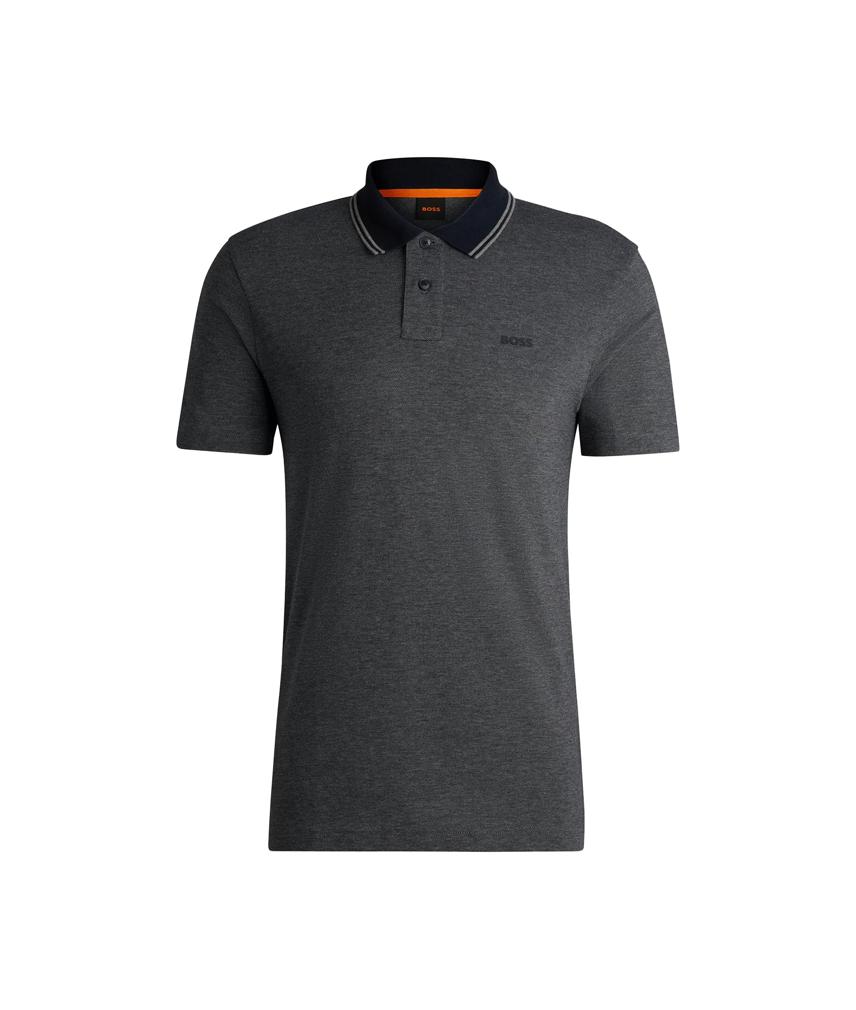 Logo-print polo shirt in Oxford-piqué cotton - Grey