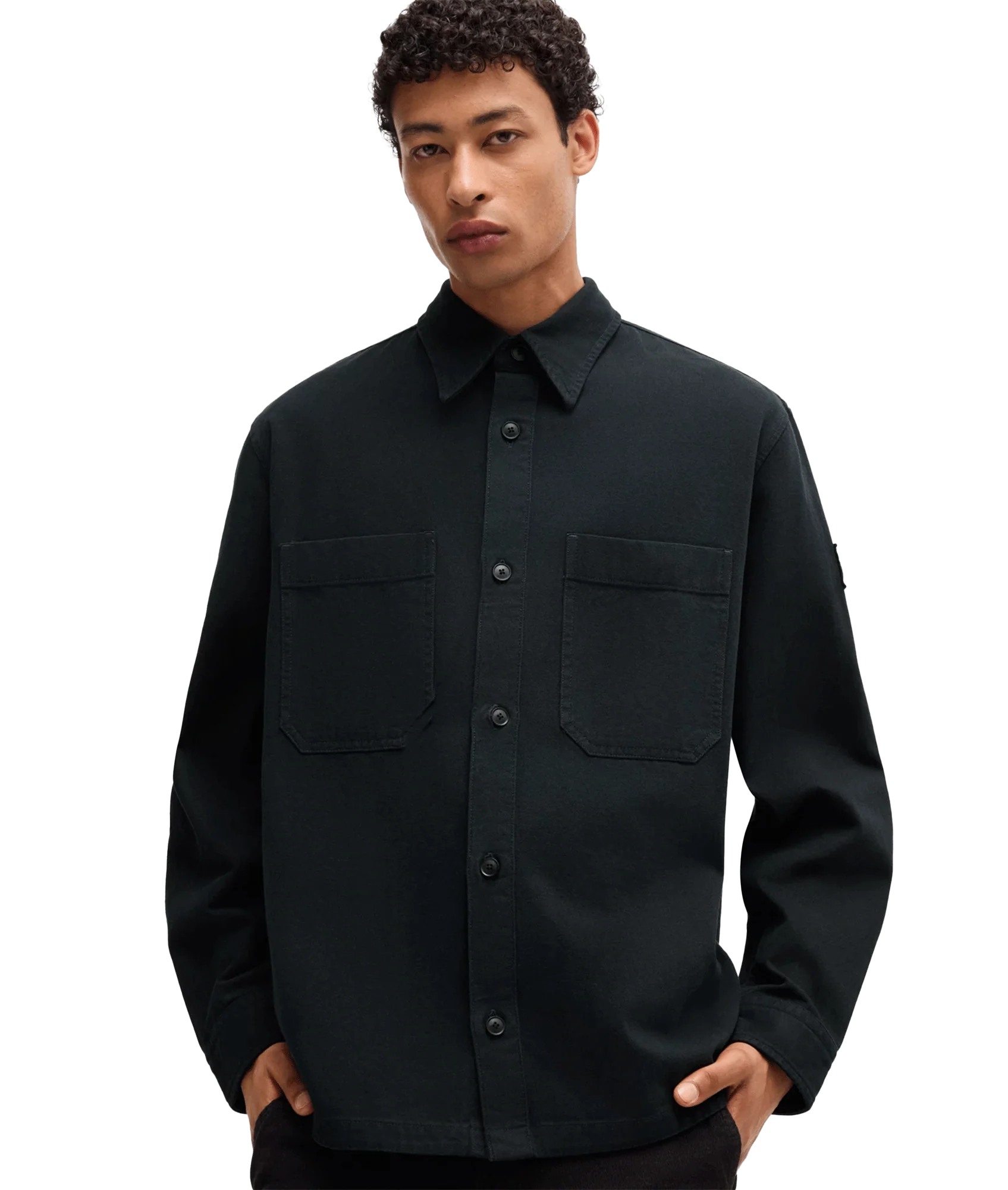 Lerato Oversized-fit Overshirt in Cotton Piqué With Point Collar - Navy - Image 2