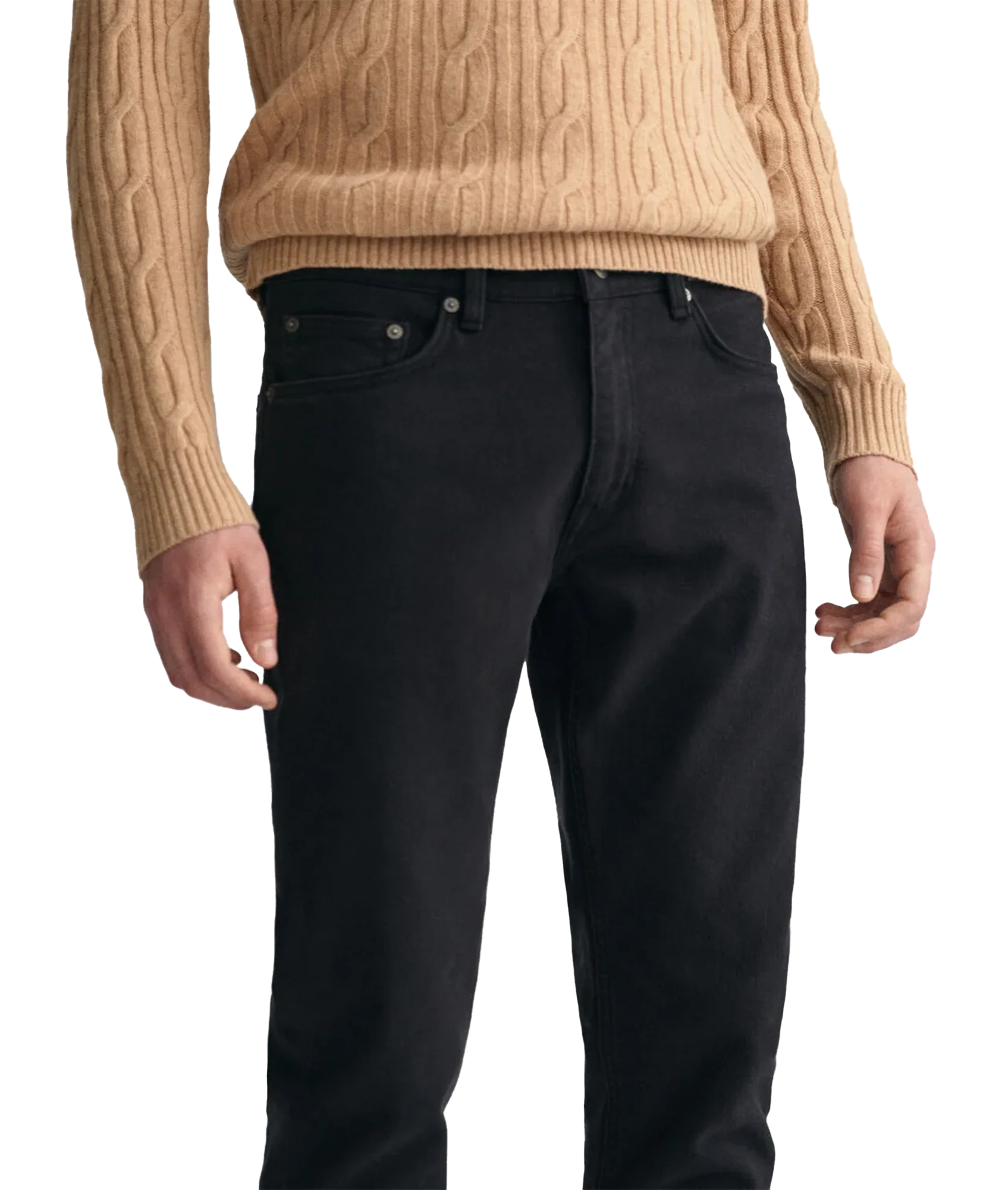 Slim Fit Soft Twill Jeans - Black - Image 4