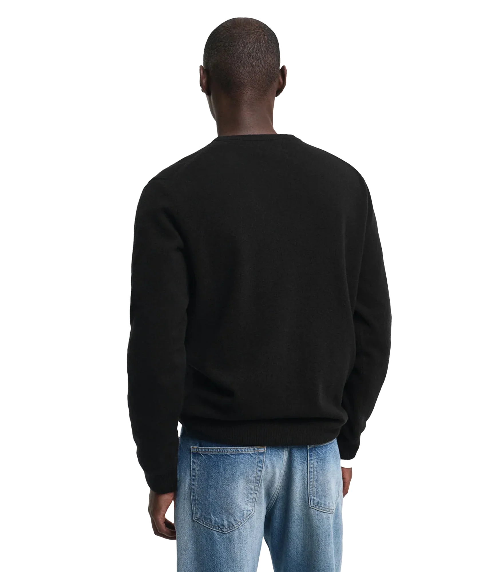 Superfine Lambswool Crew Neck Sweater - Black - Image 5