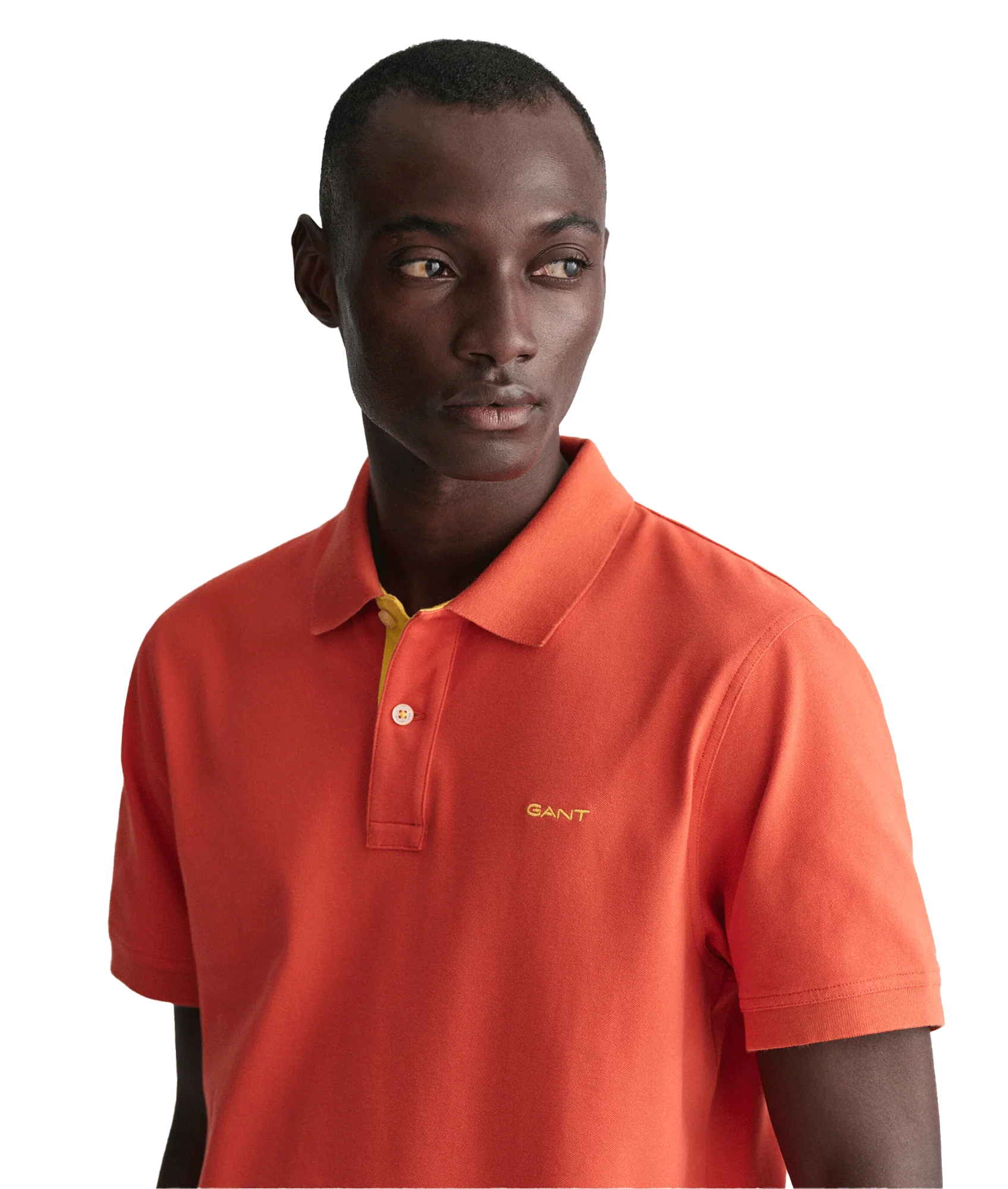 Contrast Piqué Polo Shirt - Orange - Image 4