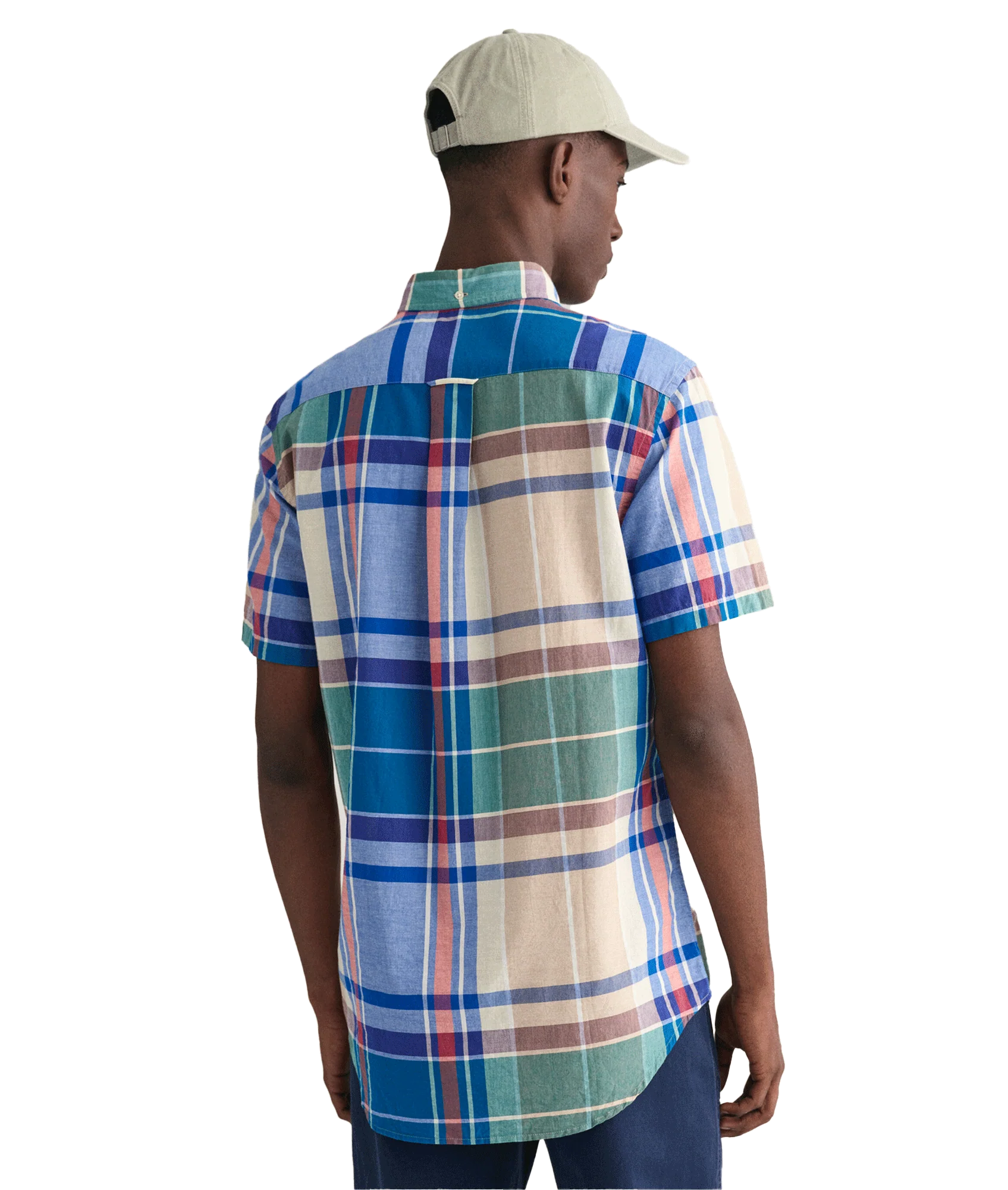 Regular Fit Indian Madras Short Sleeve Shirt - Multi - Image 3