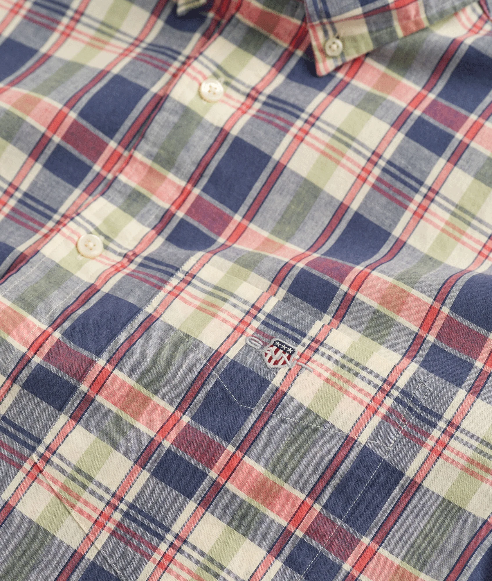 Regular Fit Checked Cotton Linen Short Sleeve Shirt - Multi - Image 2
