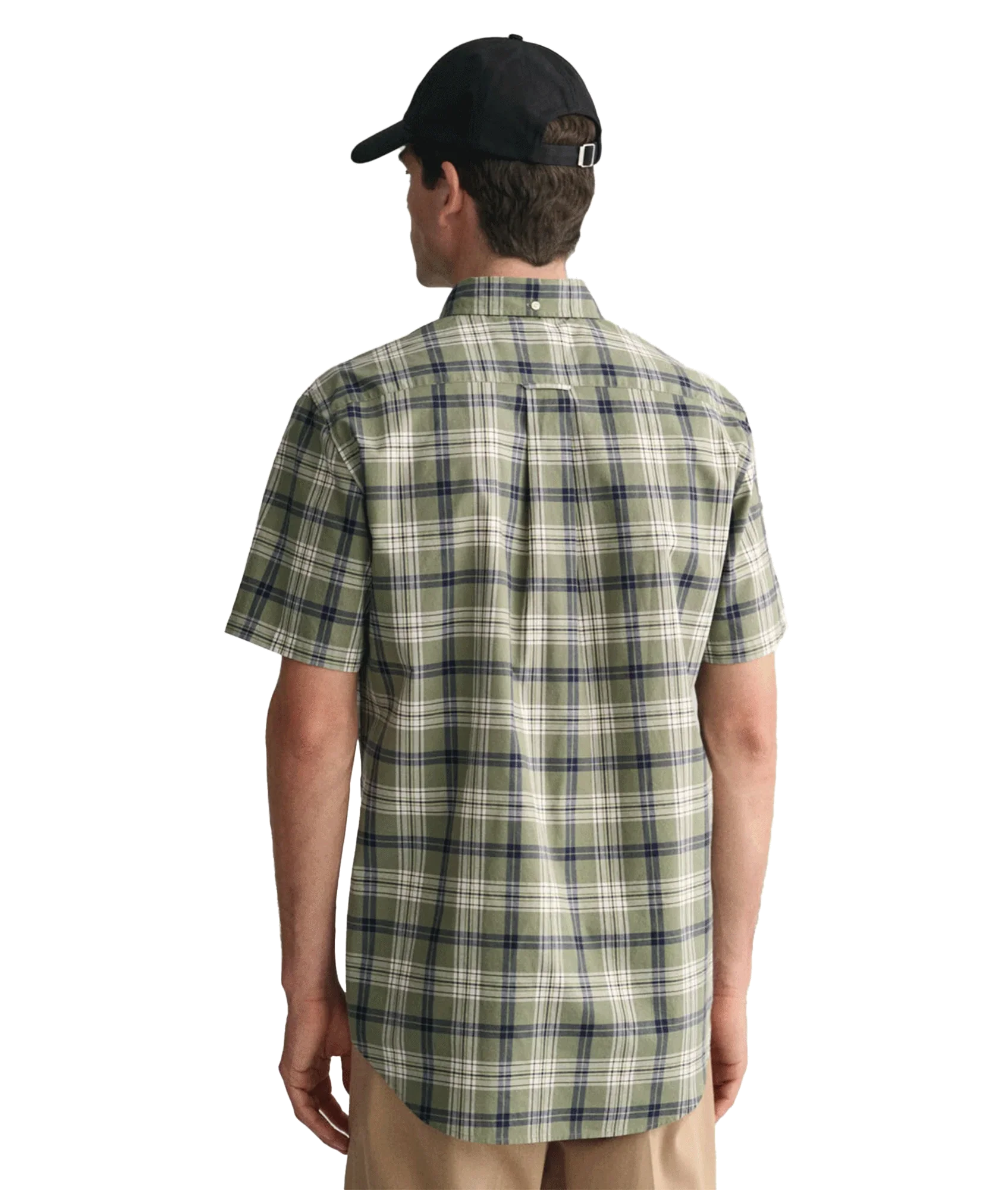 Regular Fit Checked Poplin Short Sleeve Shirt Dry Green - Multi - Image 6
