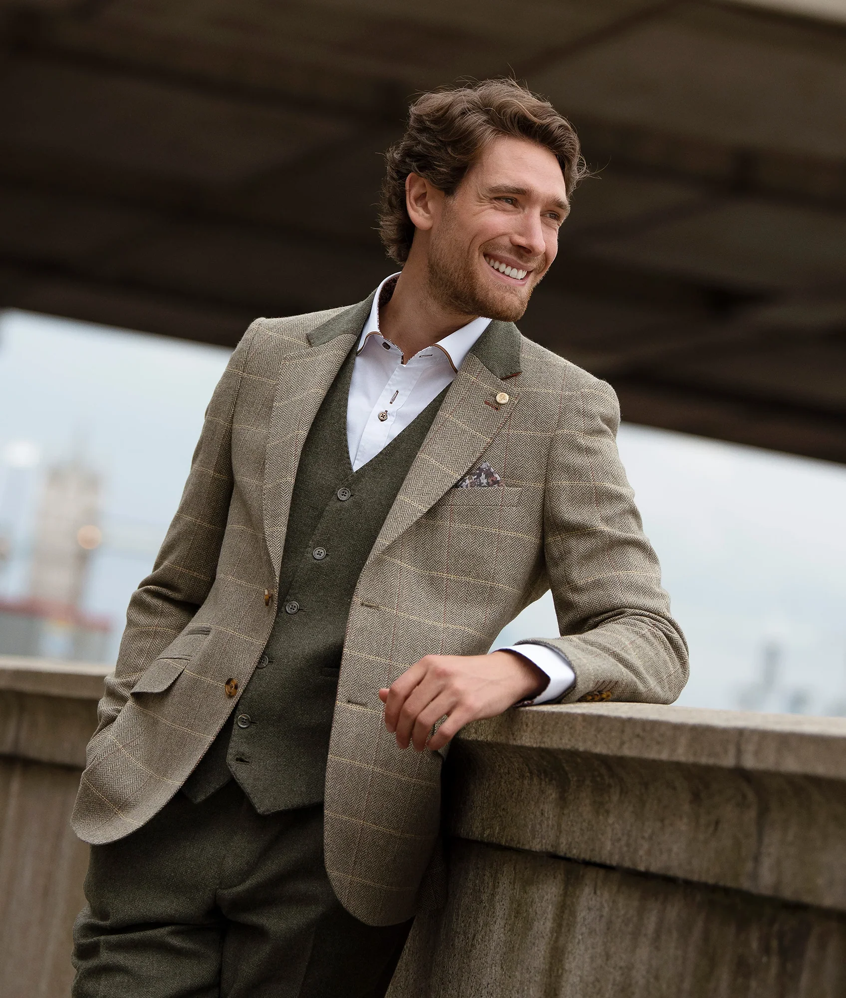 Herringbone Check Jacket - Green - Image 3