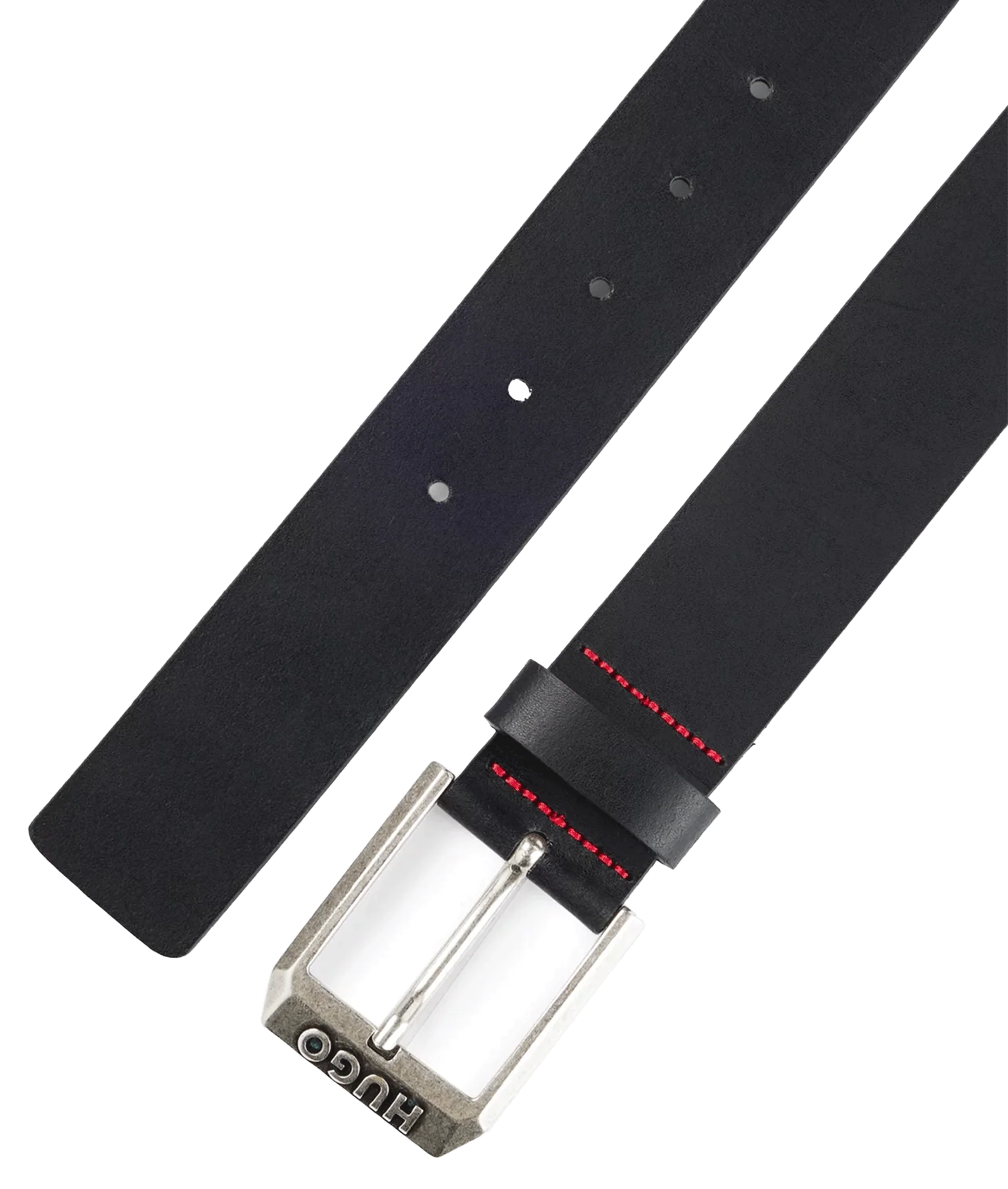 Leather Belt With Logo Pin Buckle - Black - Image 3