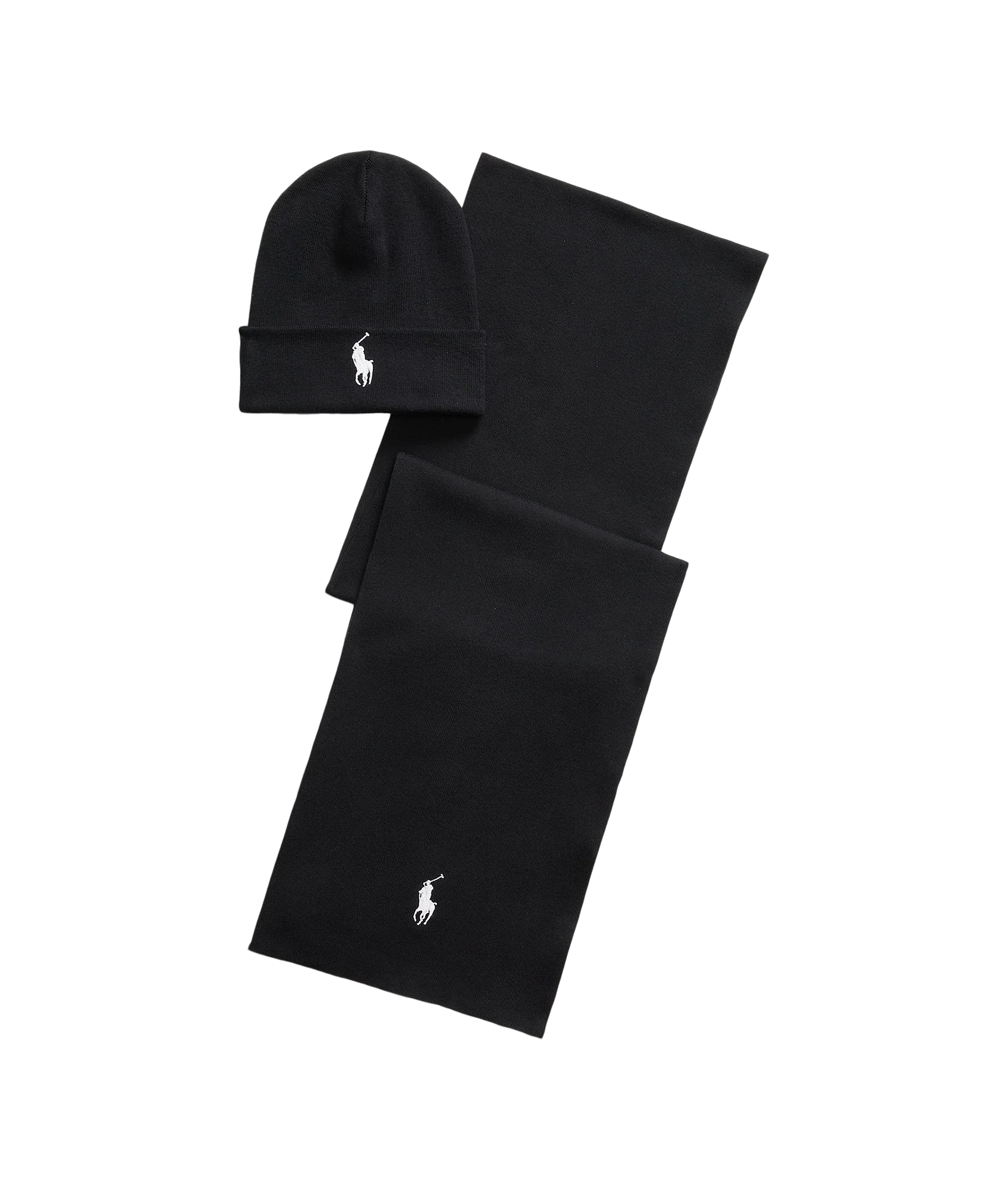 Rib-knit Cotton Beanie & Scarf Gift Set - Black