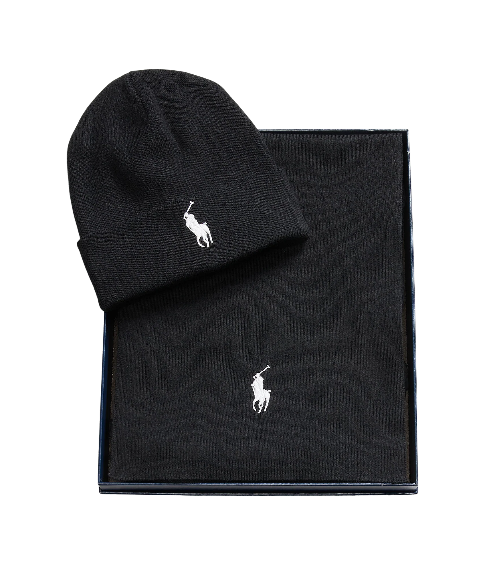 Rib-knit Cotton Beanie & Scarf Gift Set - Black - Image 2