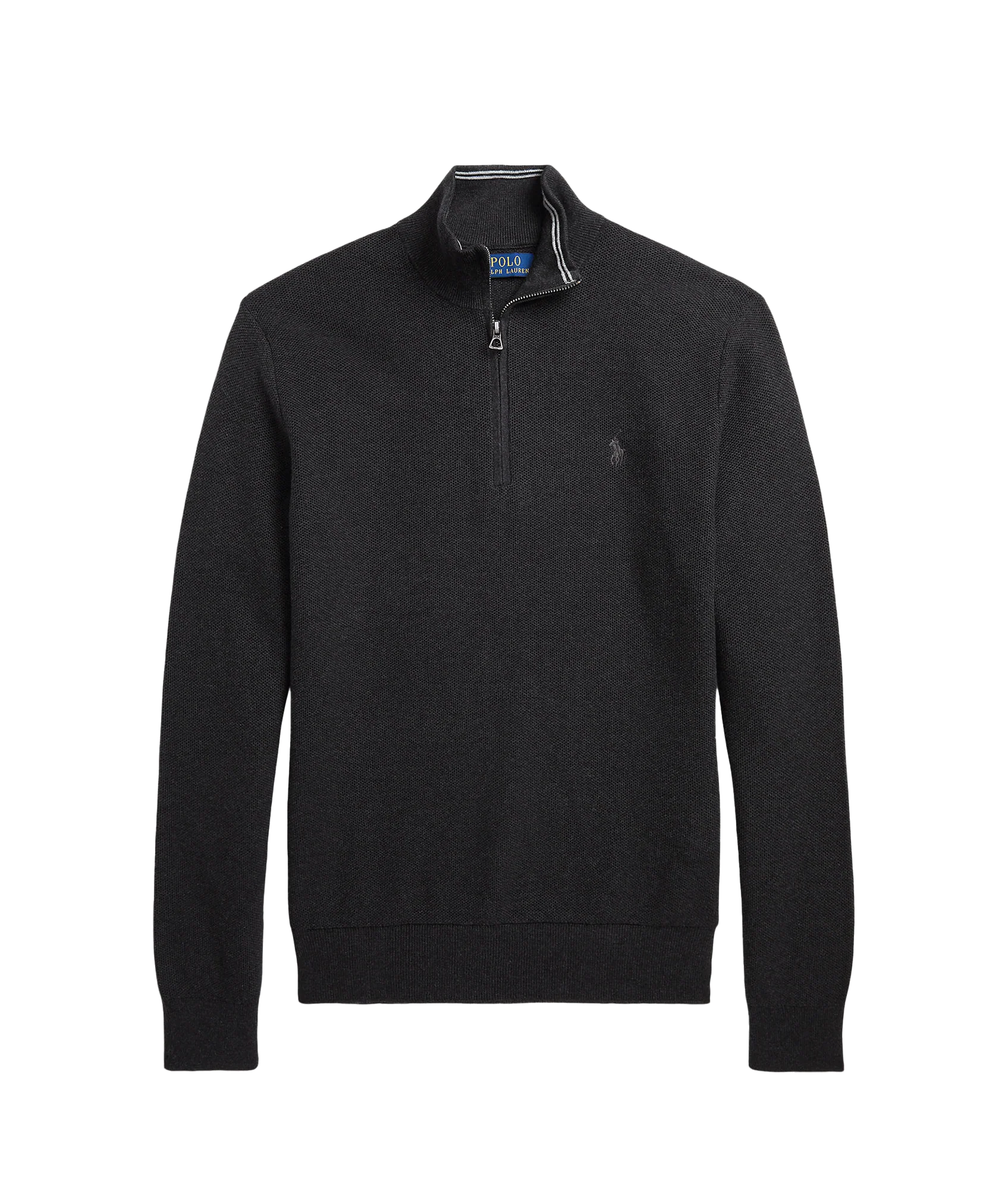 Mesh-knit Cotton Quarter-zip Sweater - Grey