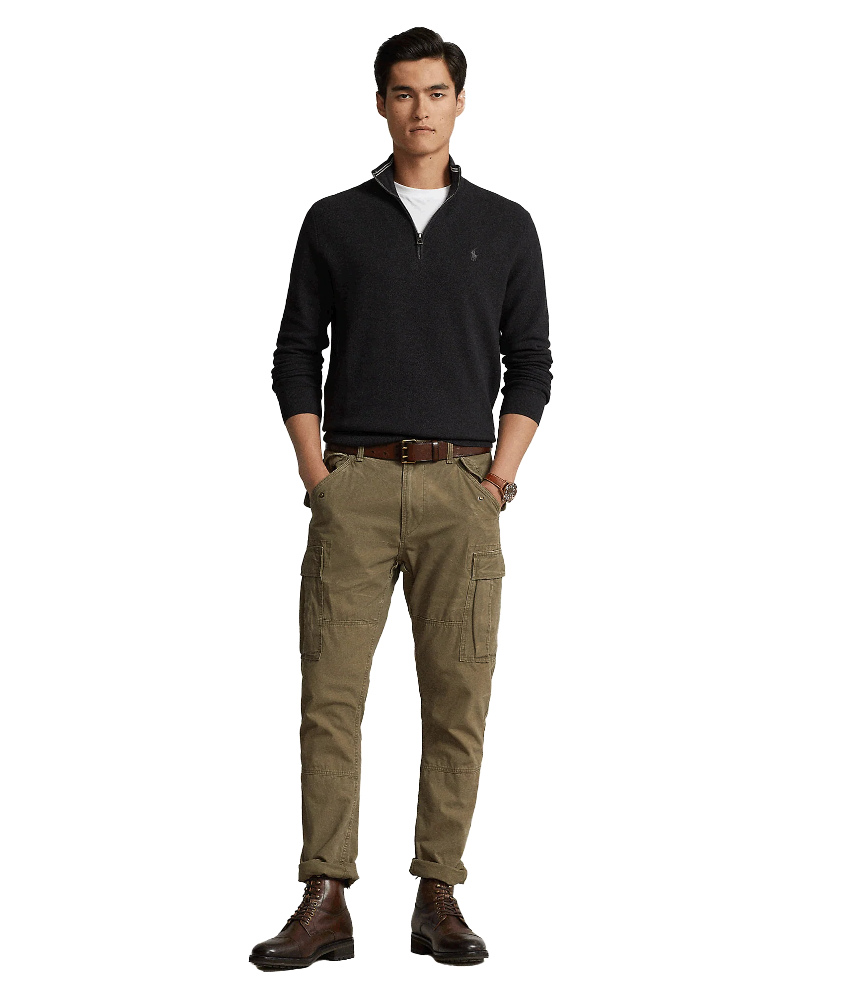 Mesh-knit Cotton Quarter-zip Sweater - Grey - Image 3