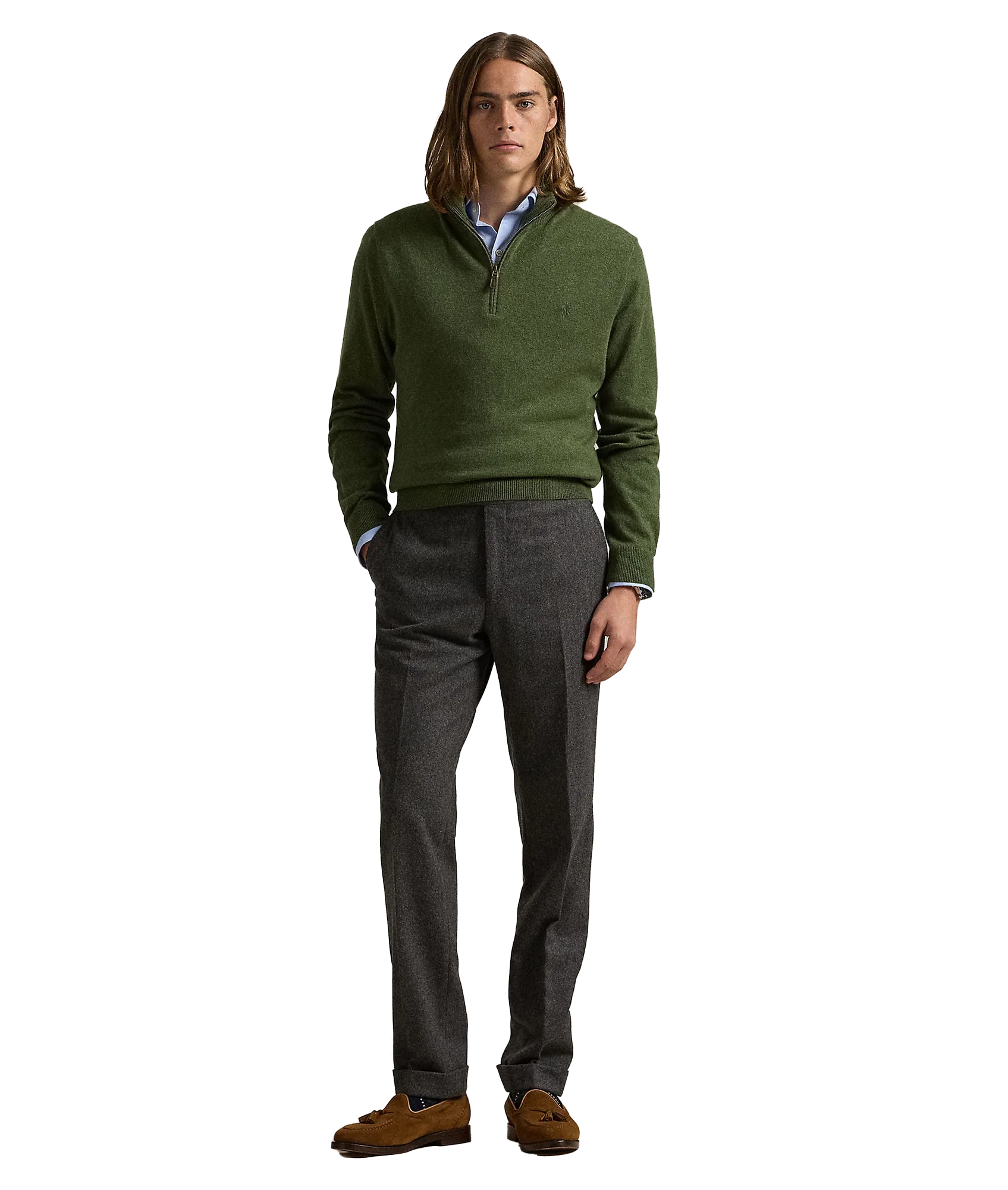 Wool Quarter-zip Sweater - Green - Image 2