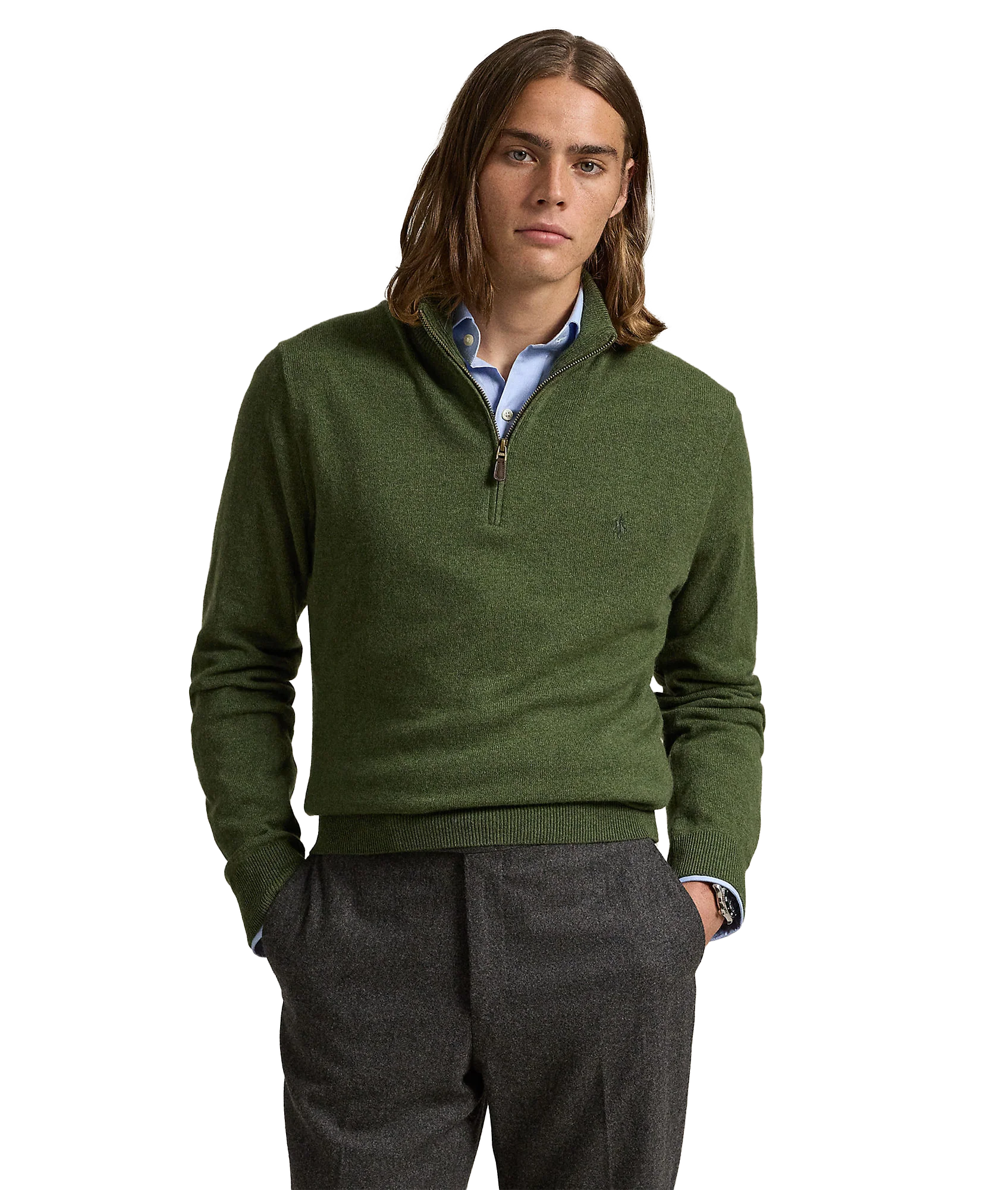 Wool Quarter-zip Sweater - Green - Image 3