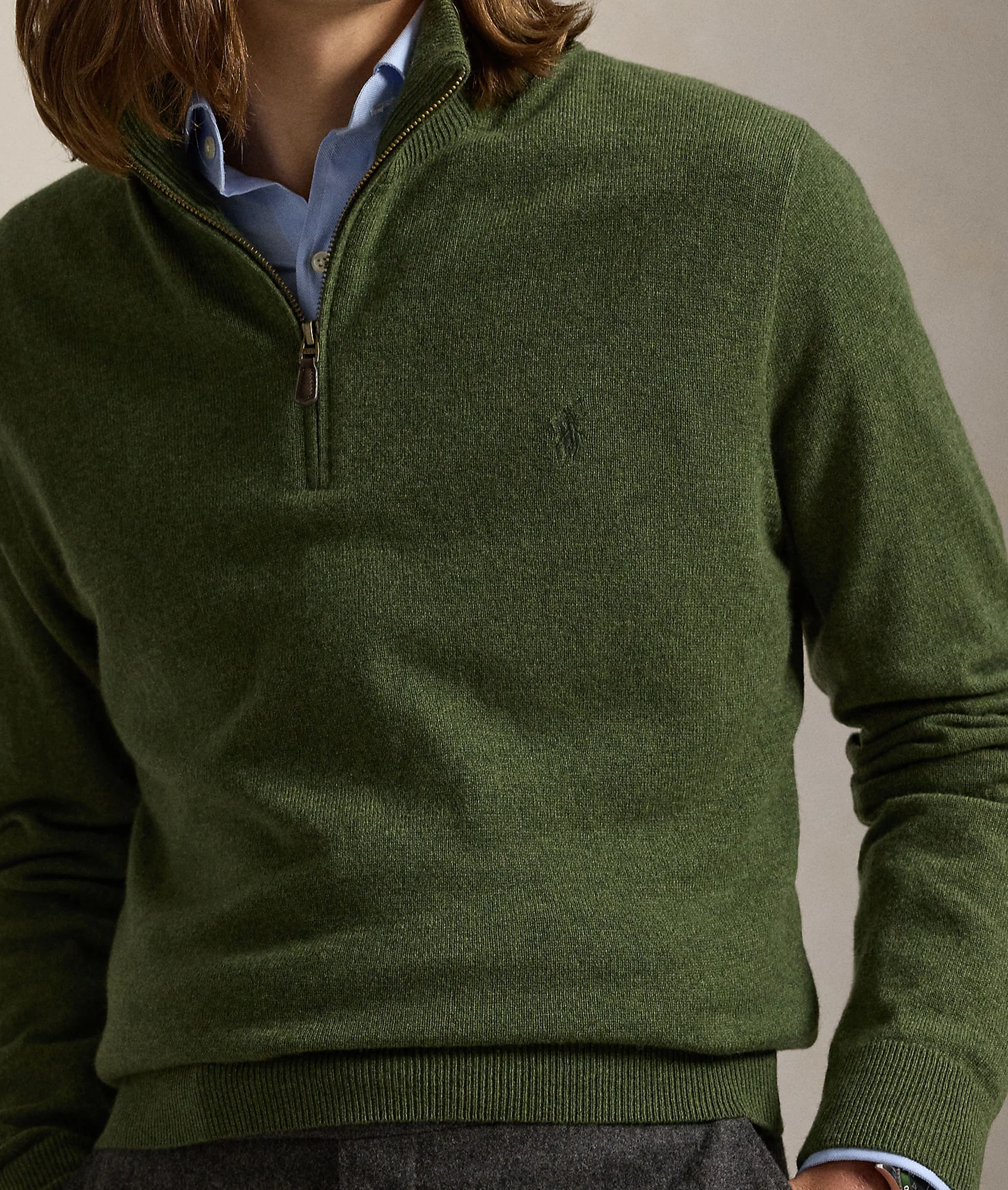 Wool Quarter-zip Sweater - Green - Image 5