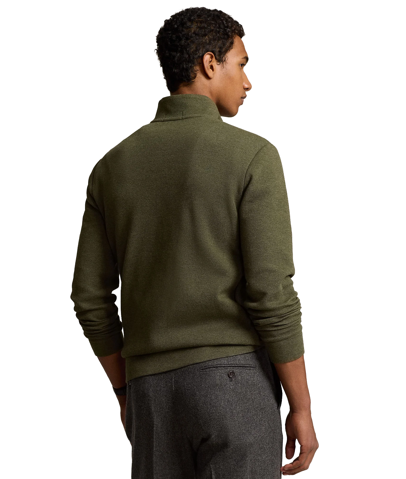 Double-knit Mesh Quarter-zip Pullover - Green - Image 4