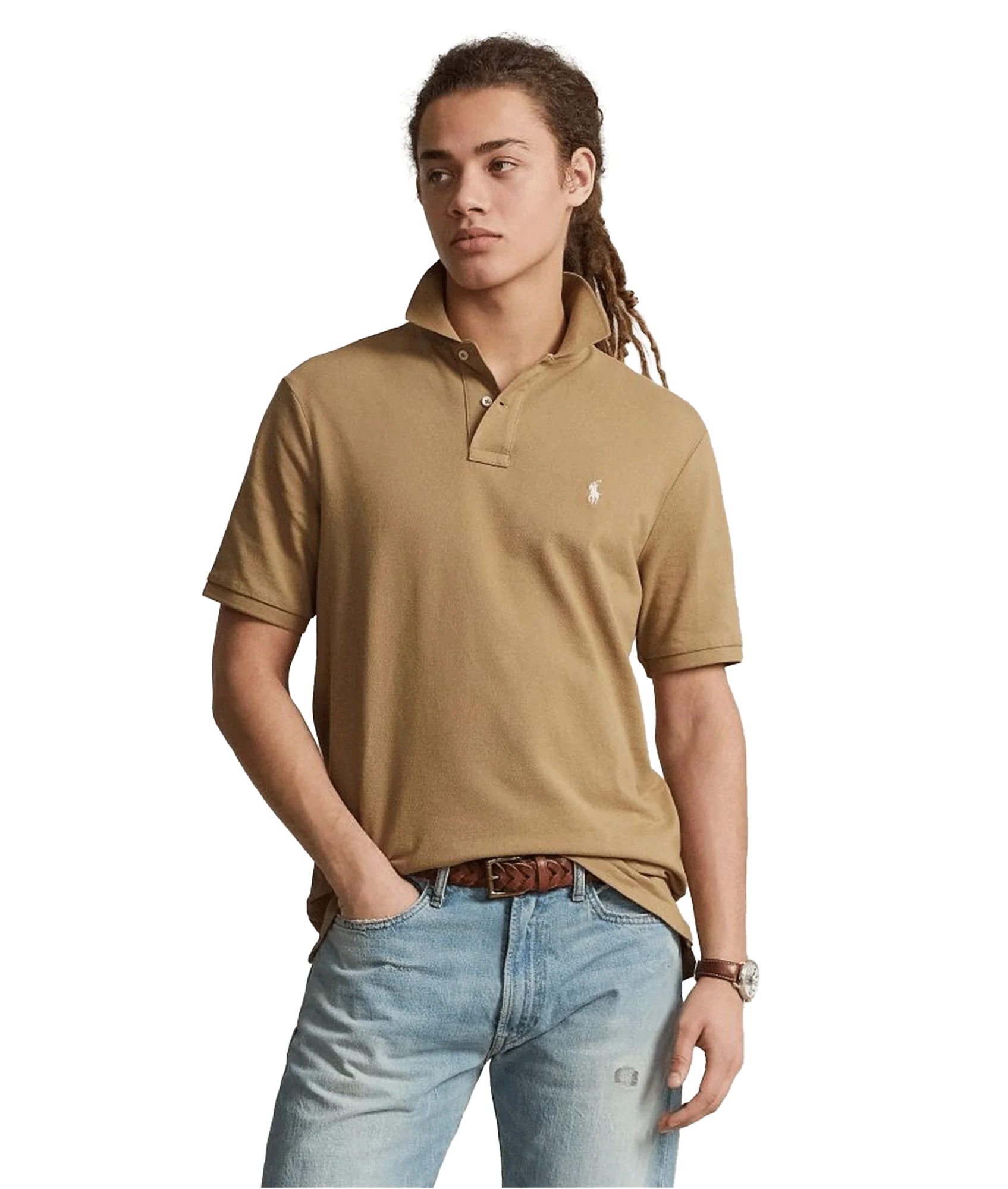 Knit Polo Shirt Tan - Beige - Image 2