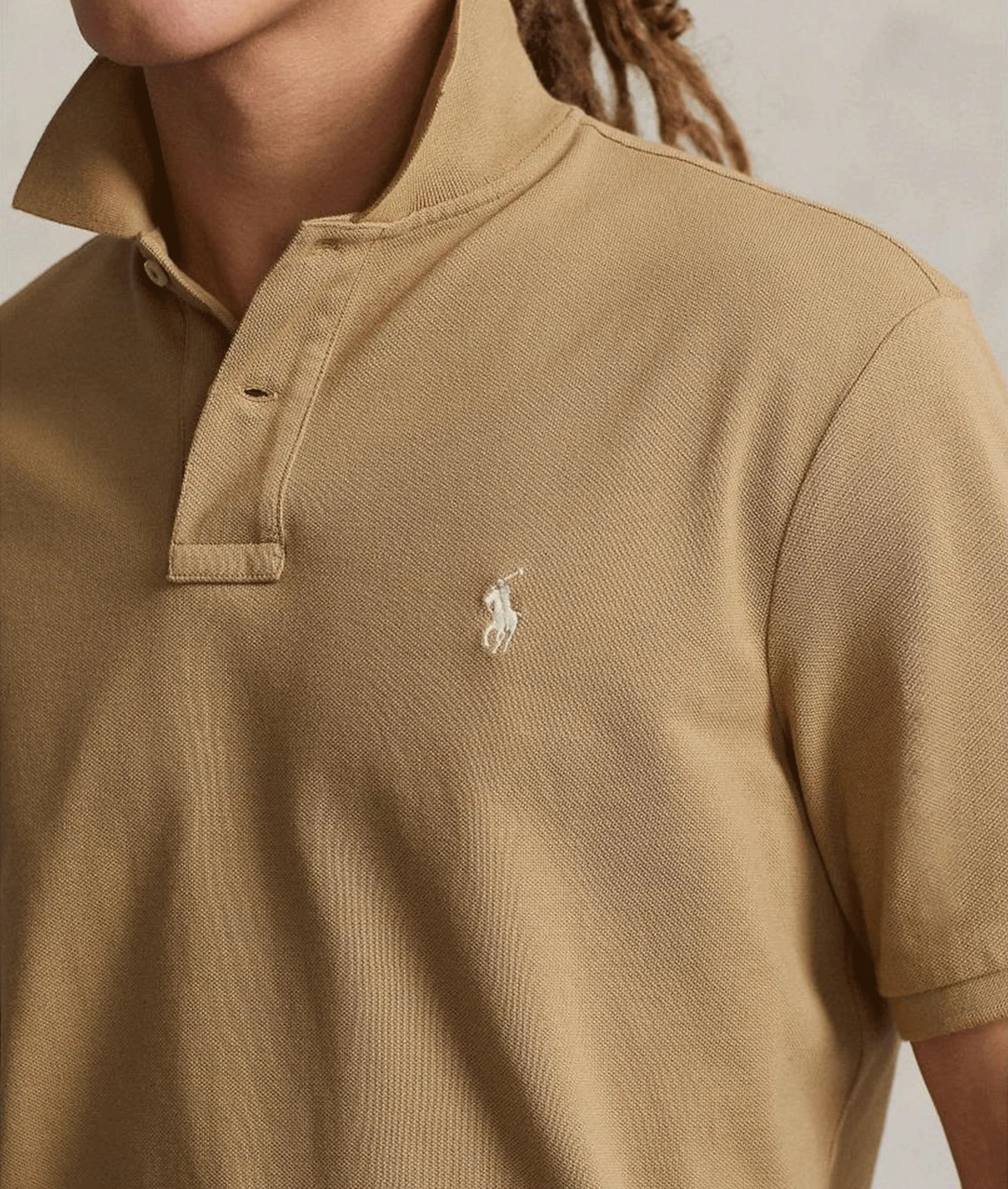 Knit Polo Shirt Tan - Beige - Image 4