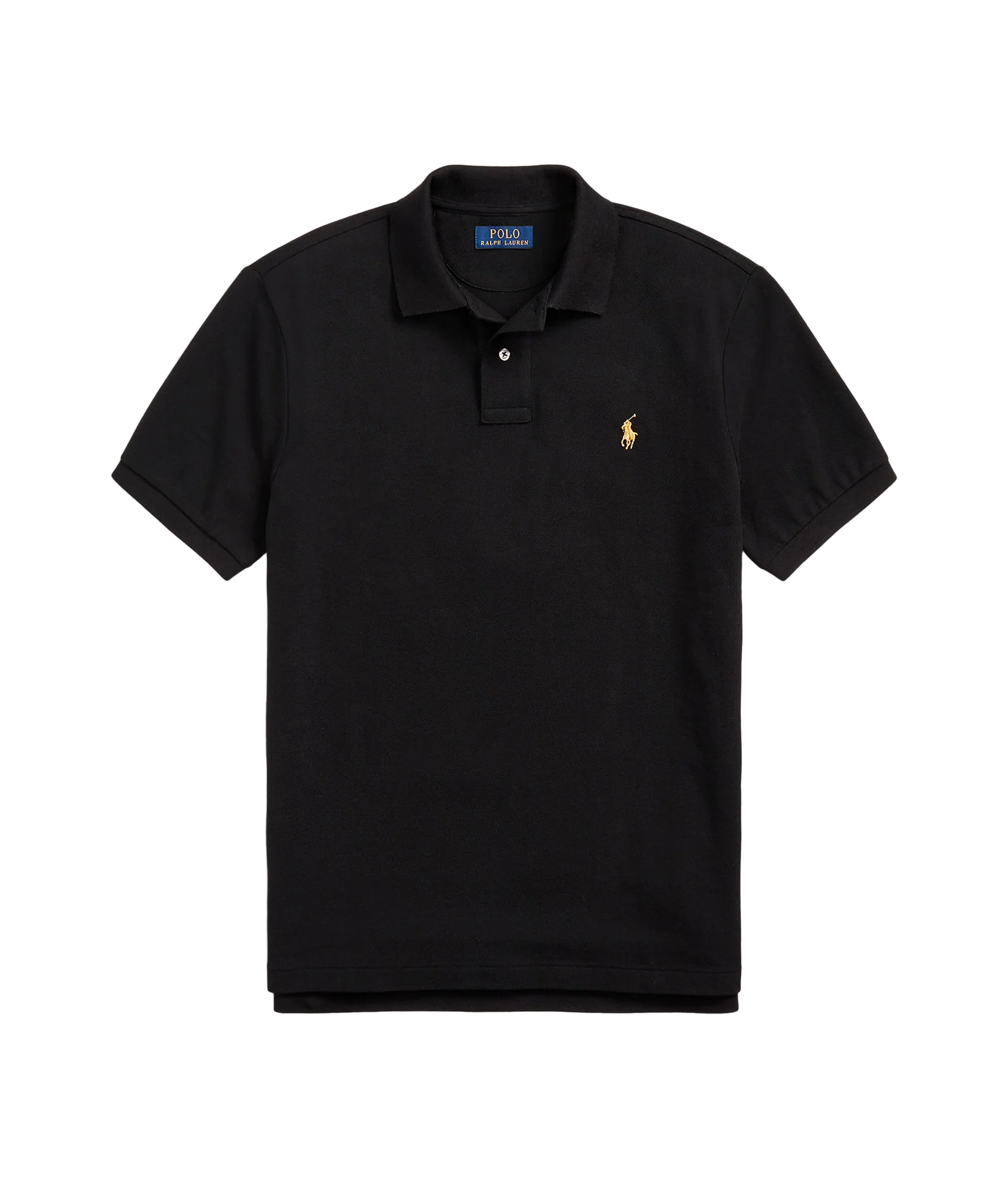 Custom Slim Plaid-trim Mesh Polo Shirt - Black