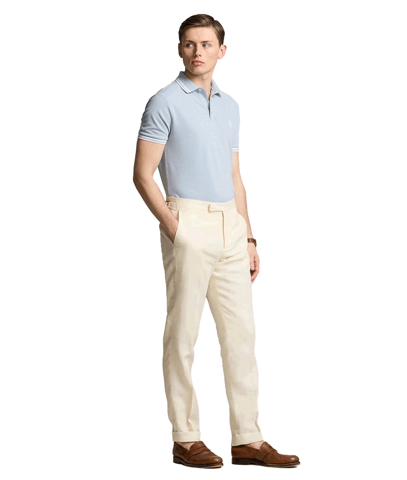 Custom Slim Fit Stretch Mesh Polo Shirt - Blue - Image 3
