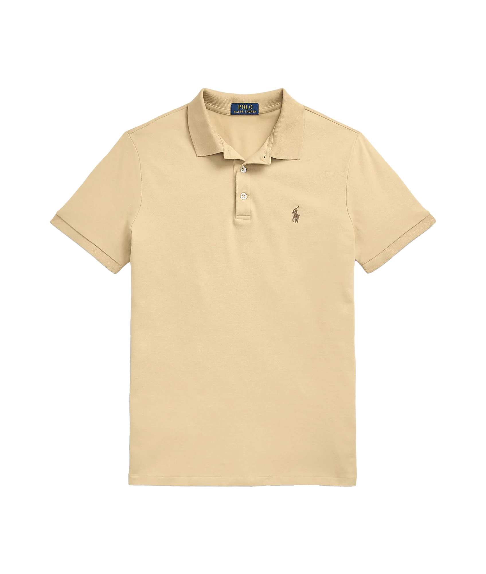Custom Slim Fit Stretch Mesh Polo Shirt - Beige