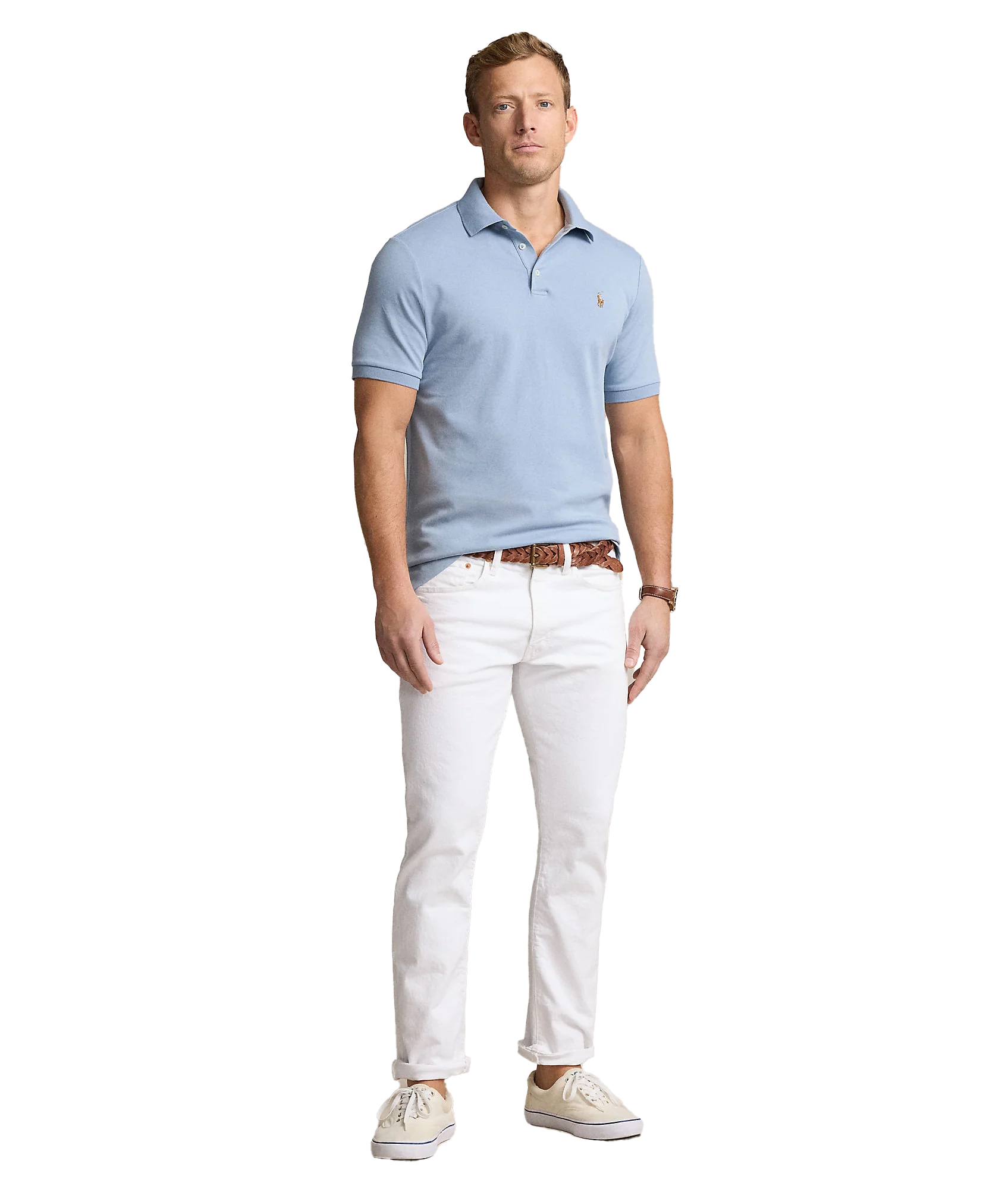Custom Slim Fit Soft Cotton Polo Shirt - Blue - Image 2
