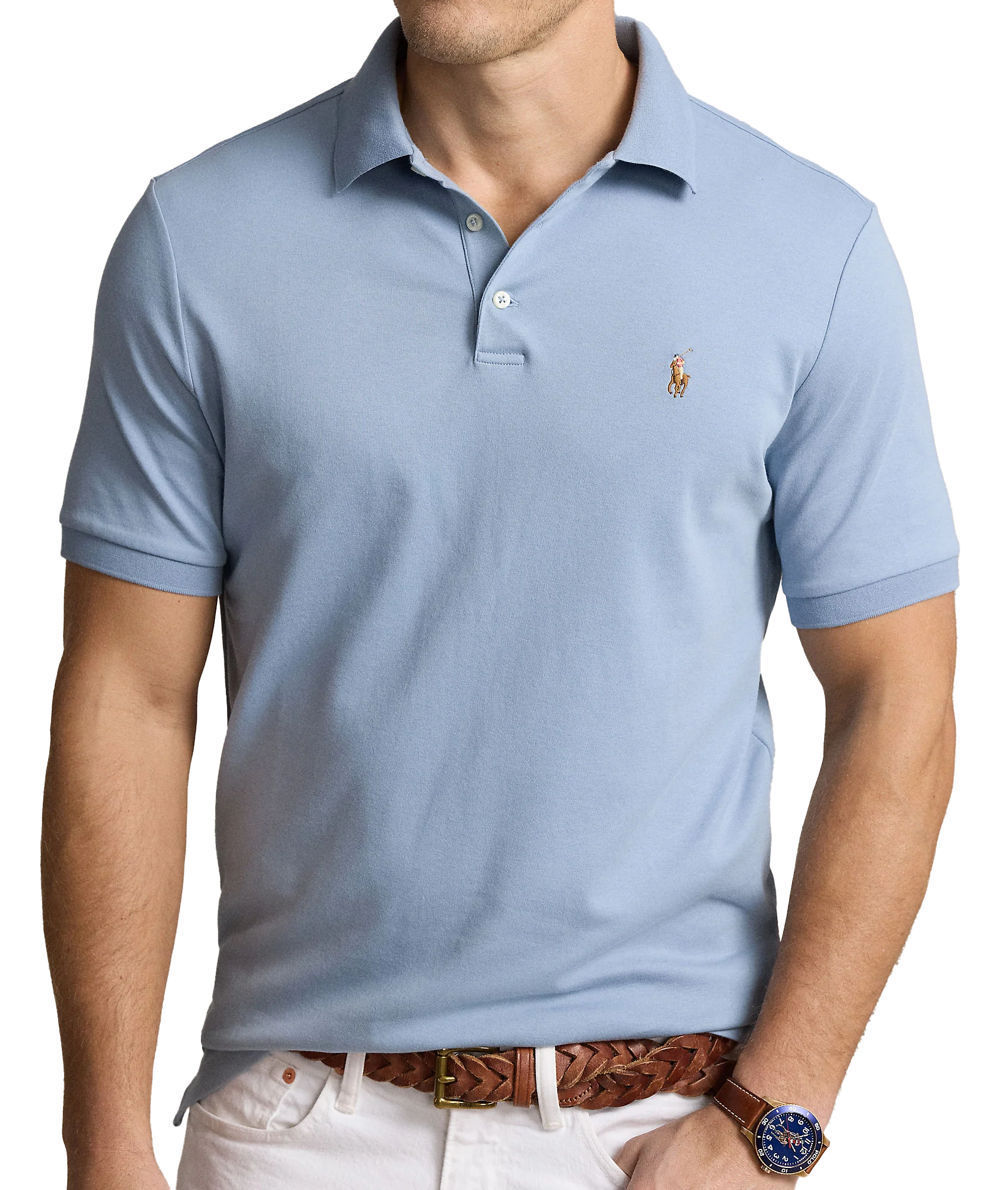 Custom Slim Fit Soft Cotton Polo Shirt - Blue - Image 3