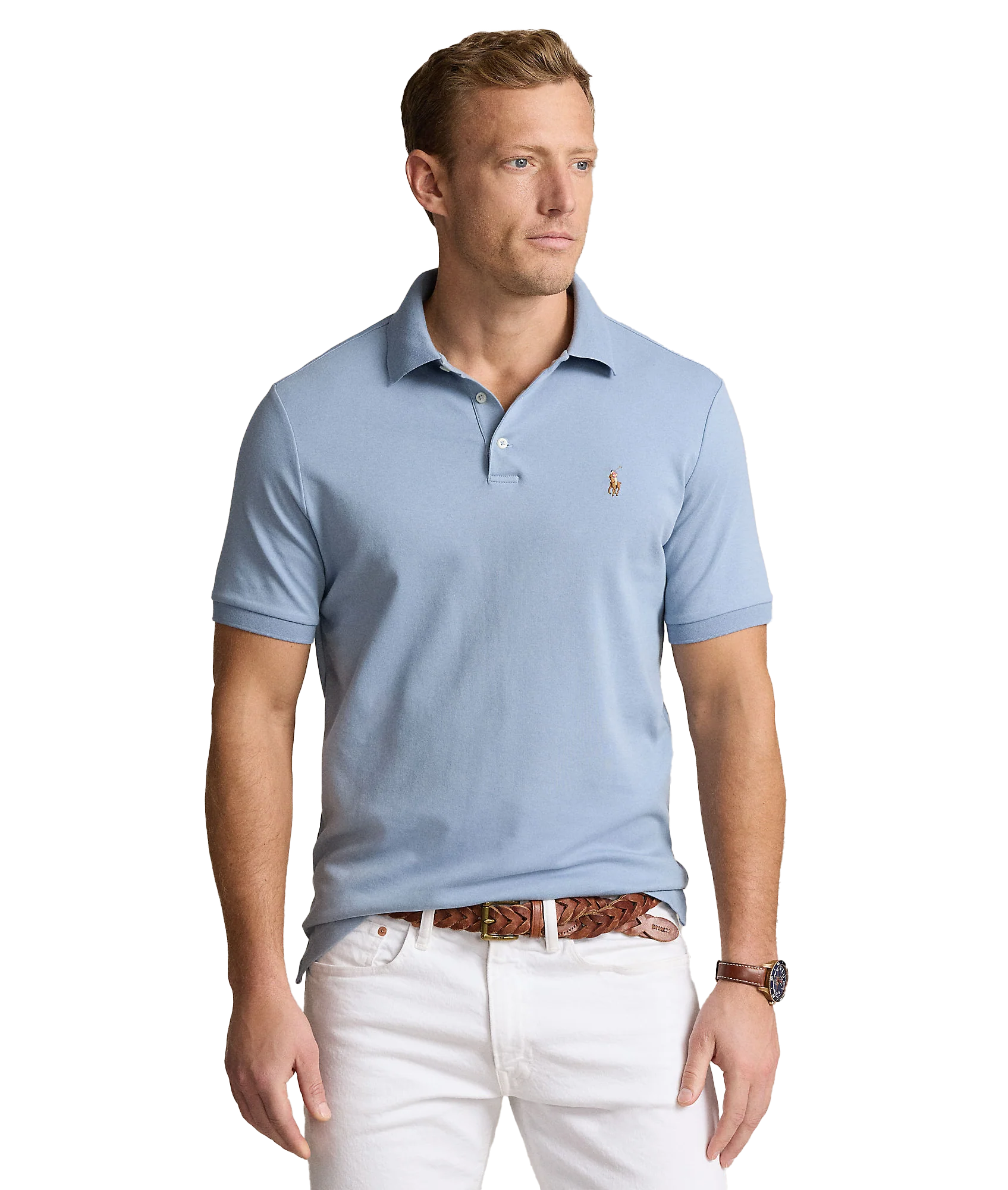 Custom Slim Fit Soft Cotton Polo Shirt - Blue - Image 4