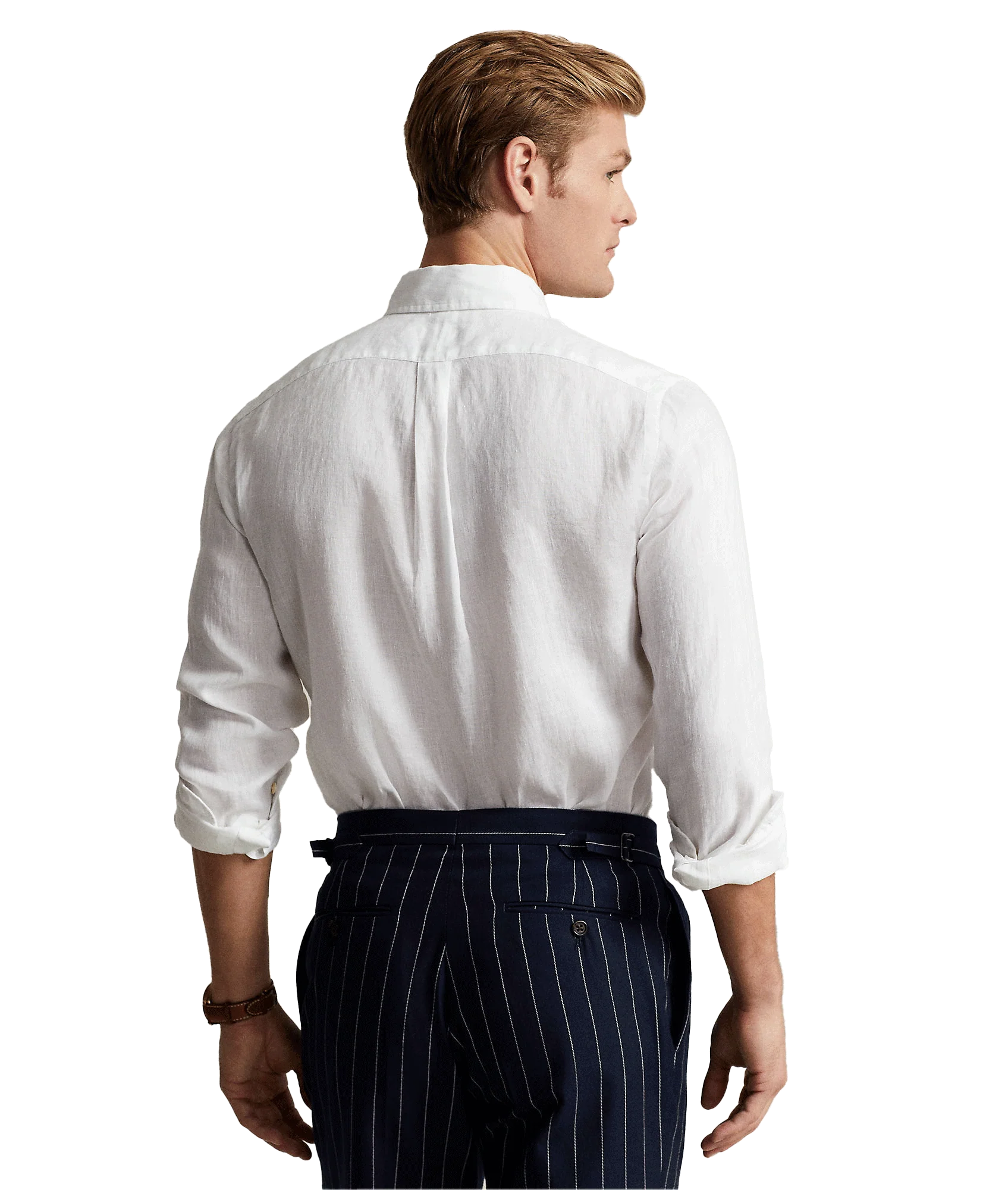 Slim Fit Linen Shirt - White - Image 4