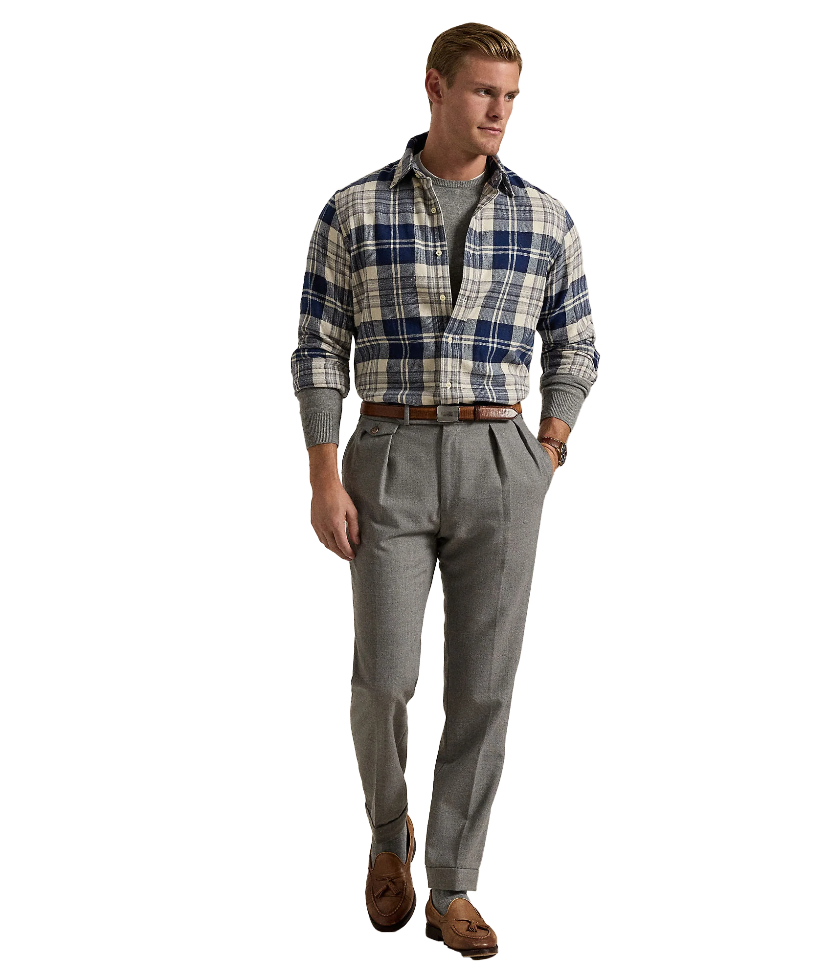 Custom Fit Plaid Brushed Flannel Shirt - Multi - Image 2