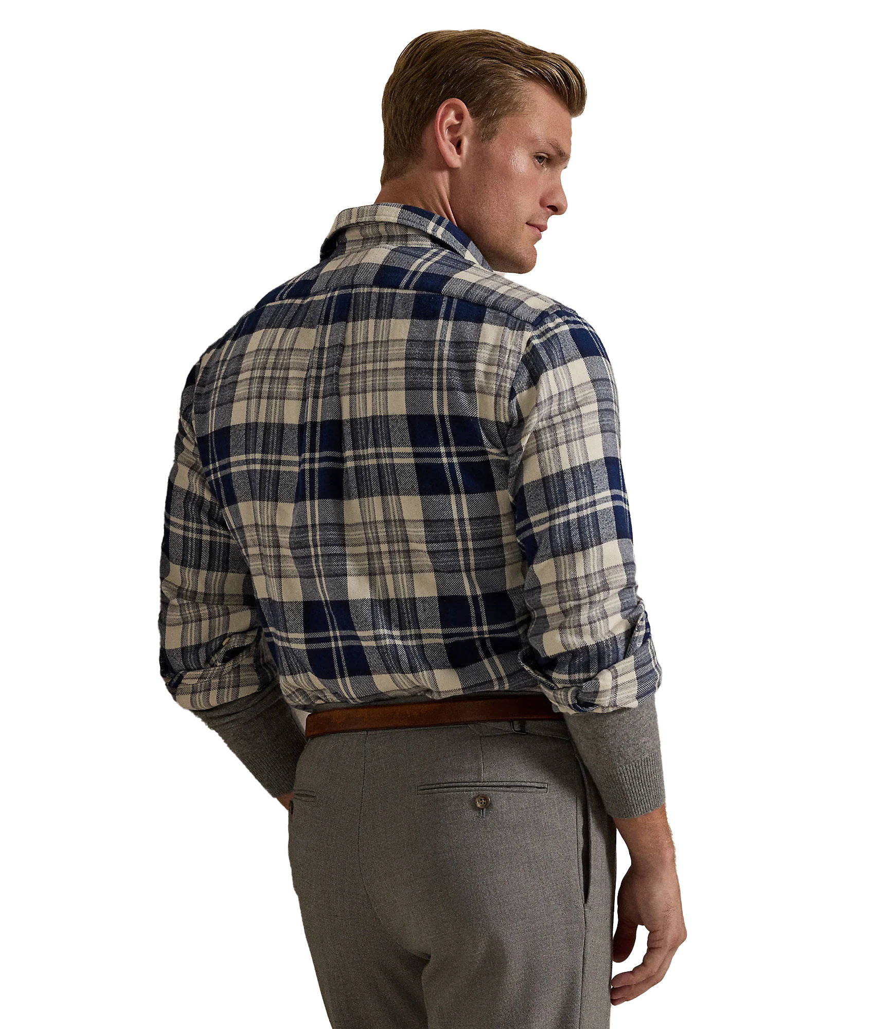 Custom Fit Plaid Brushed Flannel Shirt - Multi - Image 5