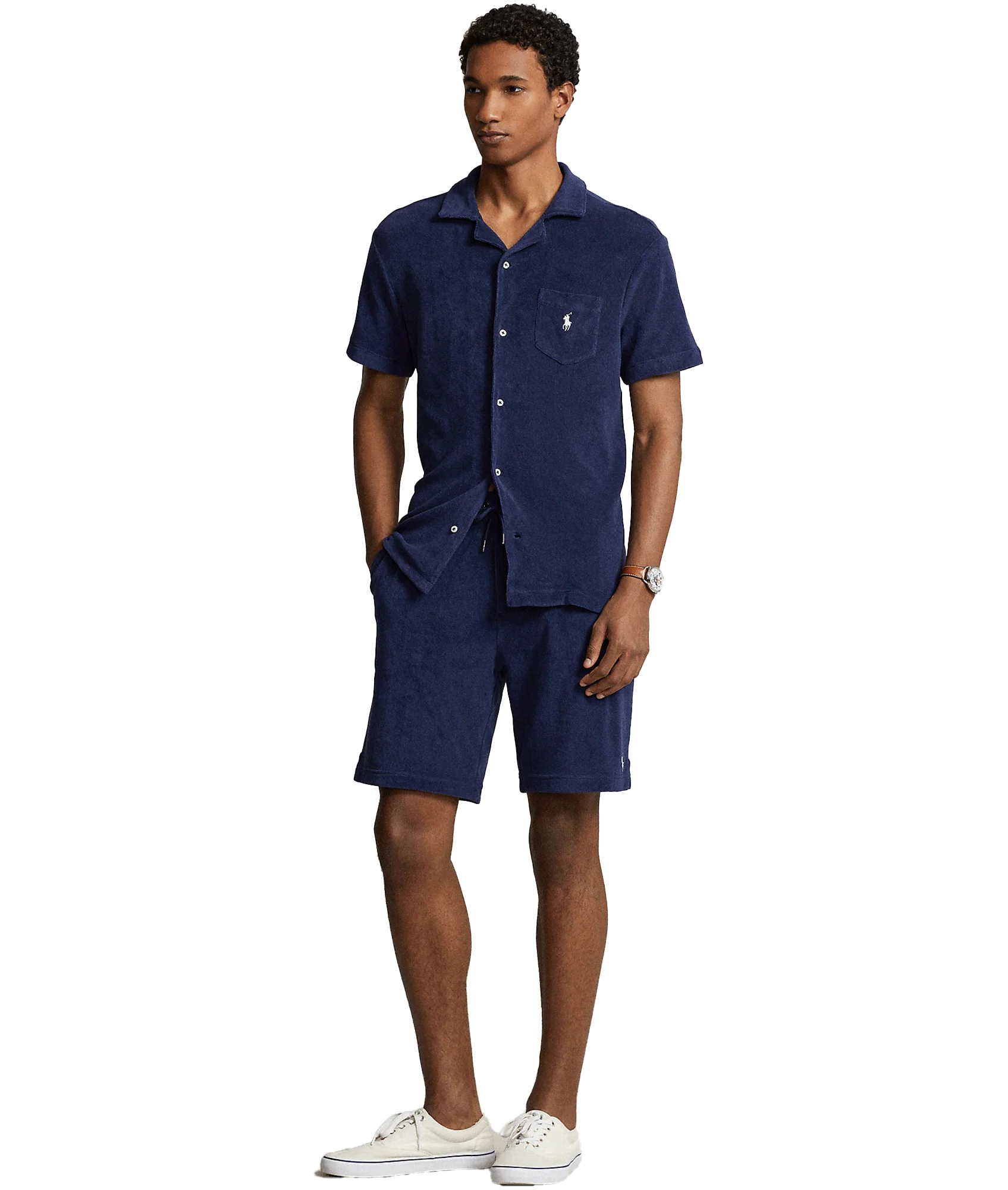 Terry Camp Shirt - Navy - Image 2