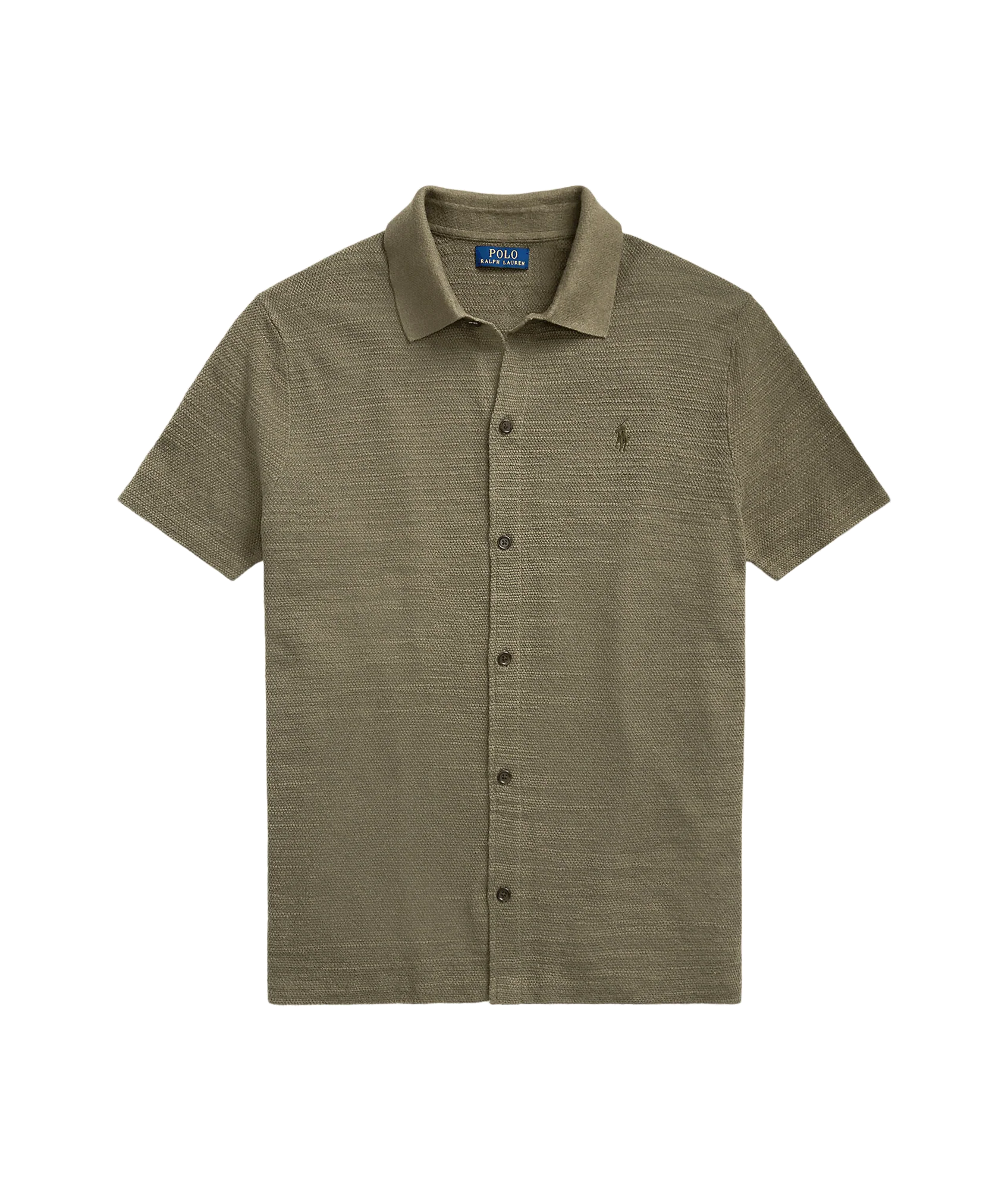 Textured Cotton-linen Shirt Sweater - Green