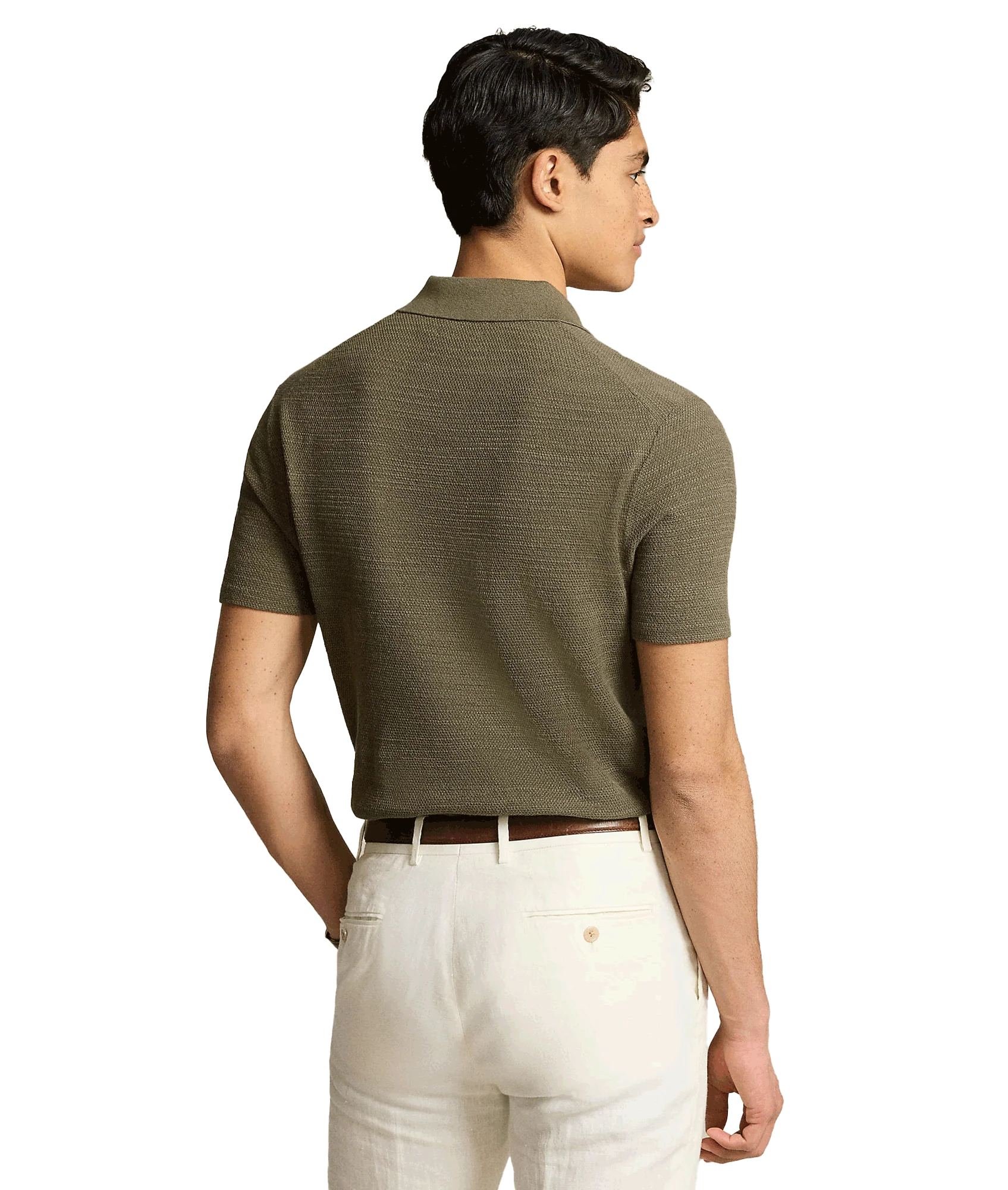 Textured Cotton-linen Shirt Sweater - Green - Image 4