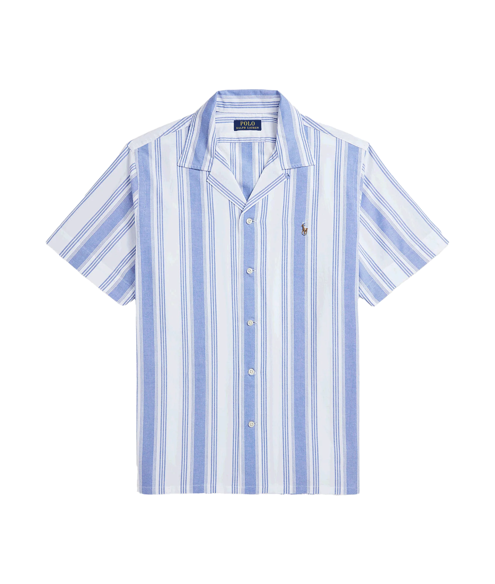 Classic Fit Striped Oxford Camp Shirt - Multi