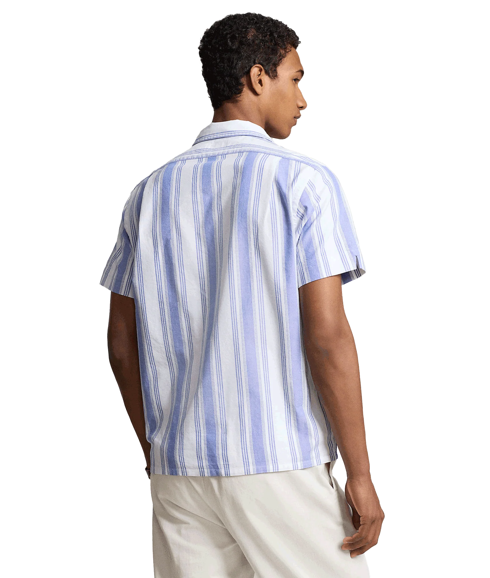 Classic Fit Striped Oxford Camp Shirt - Multi - Image 4