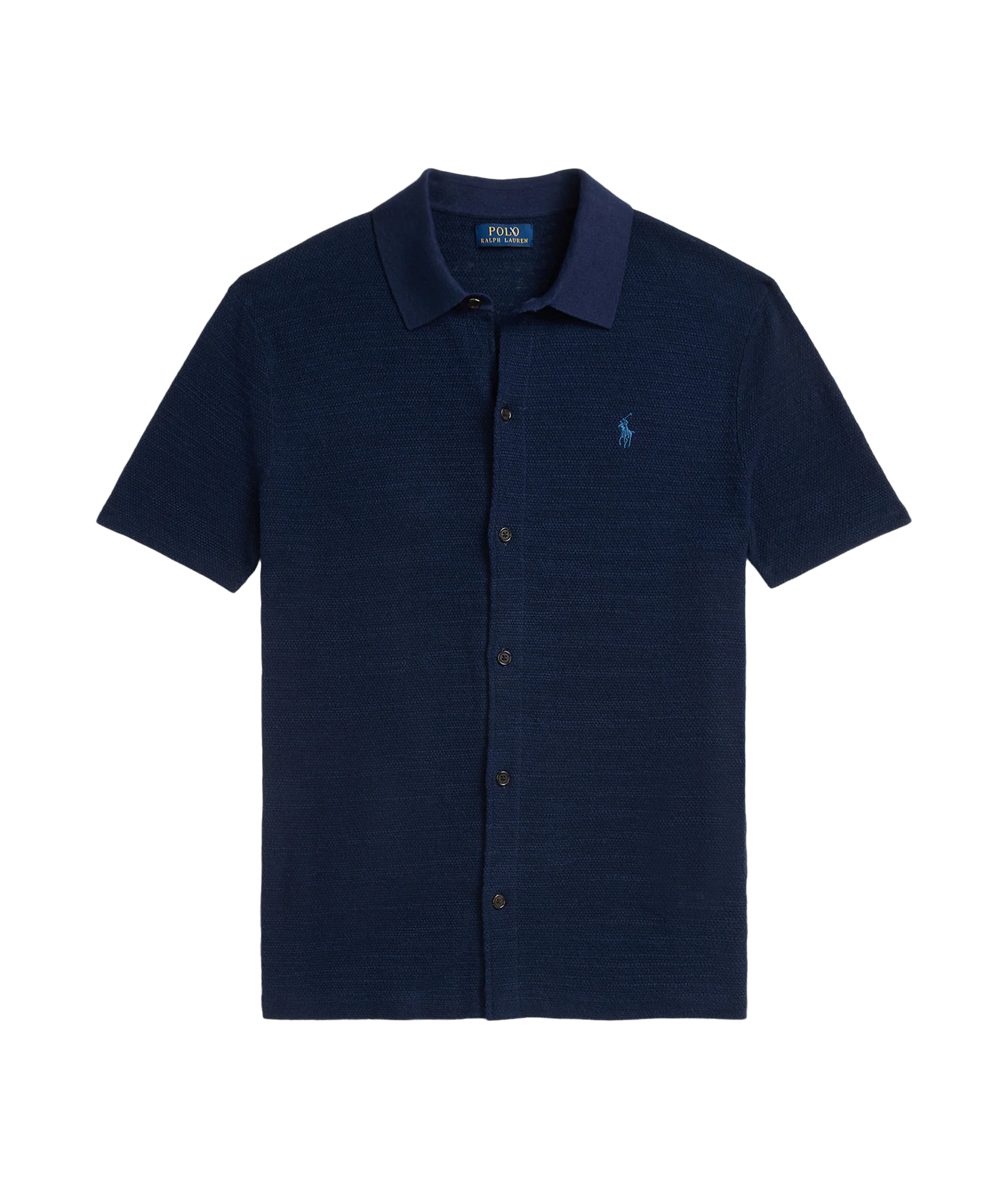 Textured Cotton-linen Shirt Sweater - Navy